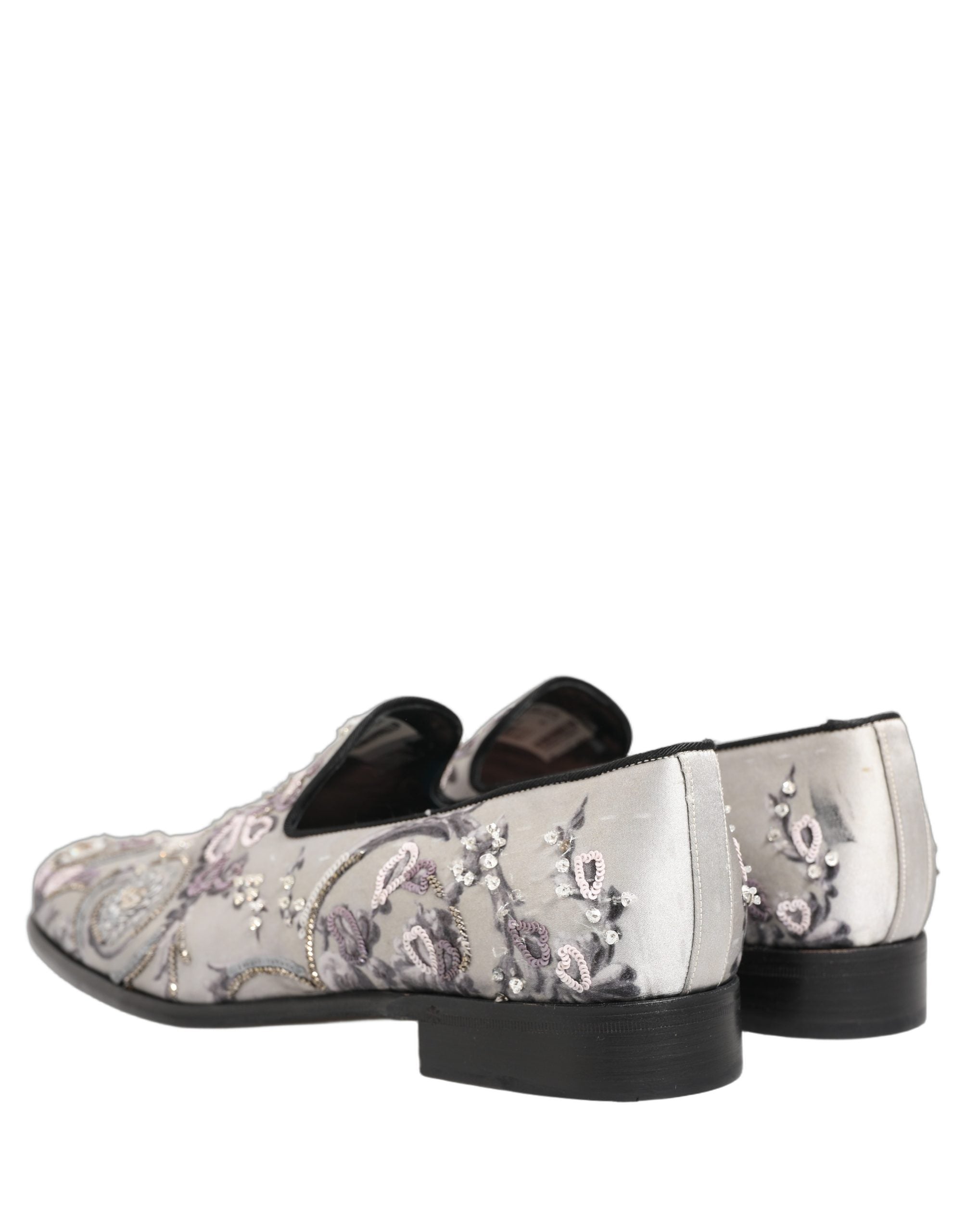 Dolce & Gabbana White Sequined Formal Slip On Loafers Men's Shoes (Pre-Owned)