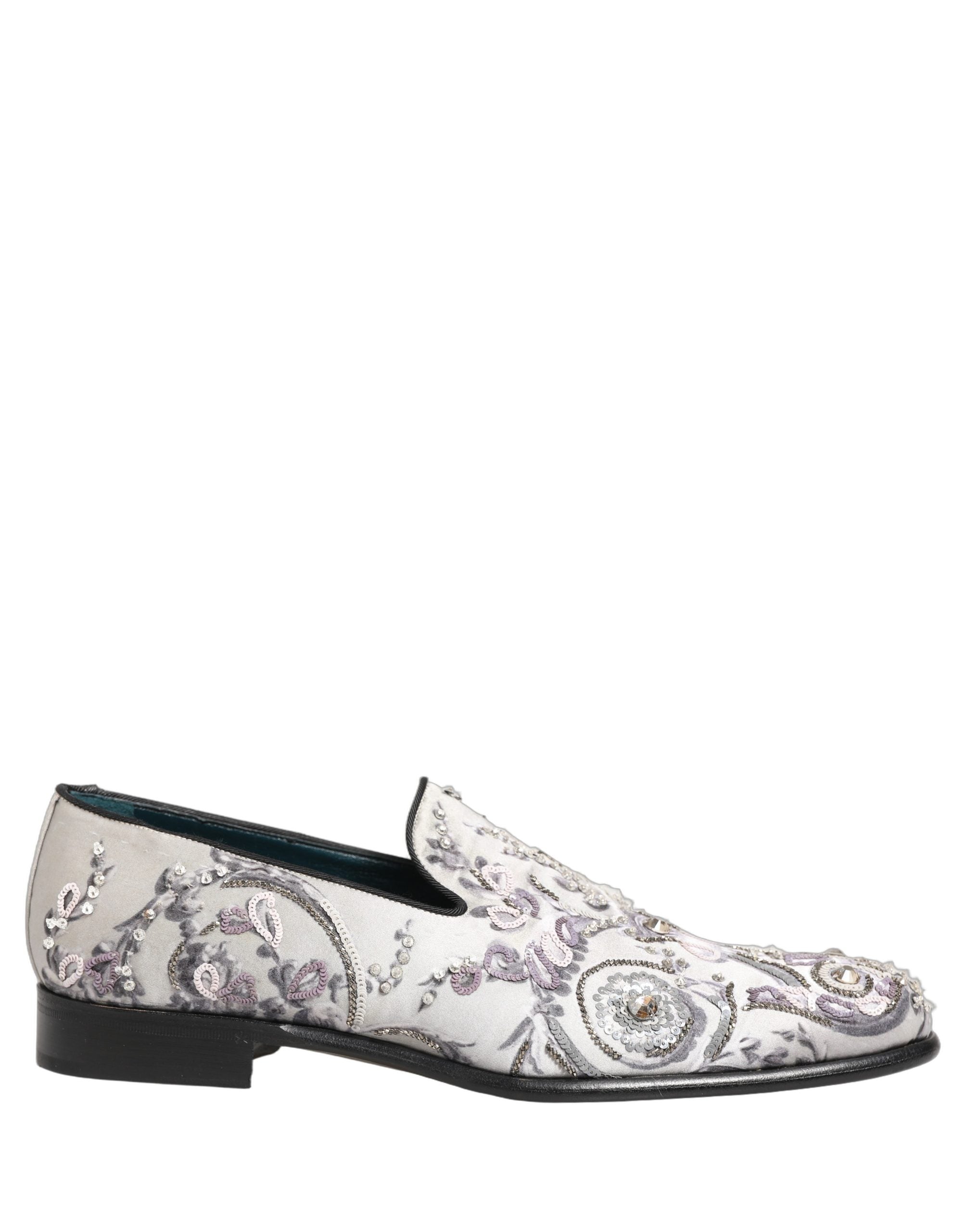 Dolce & Gabbana White Sequined Formal Slip On Loafers Men's Shoes (Pre-Owned)