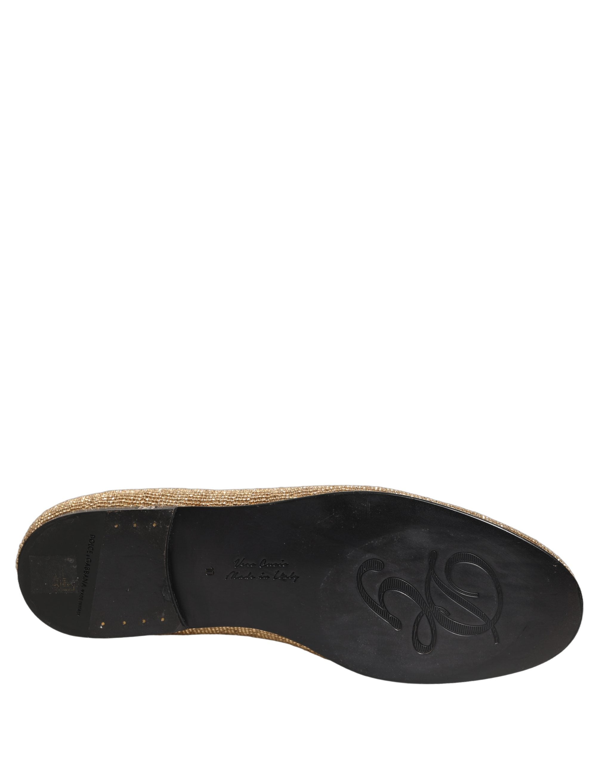 Dolce & Gabbana Gold Crystal Embellished Men Loafers Men's Shoes (Pre-Owned)