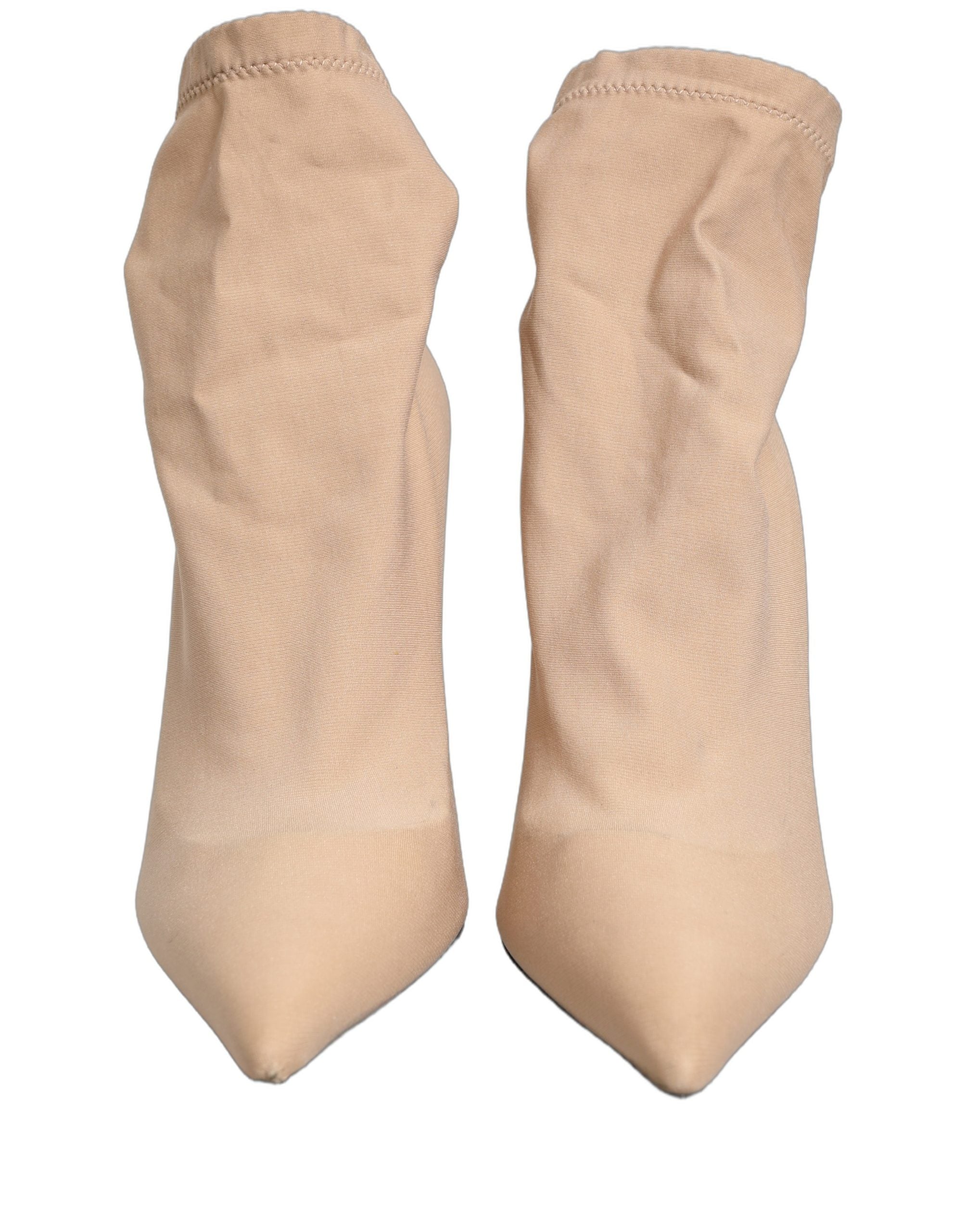 Dolce & Gabbana Beige Stretch Socks Heels Ankle Boots Women's Shoes (Pre-Owned)