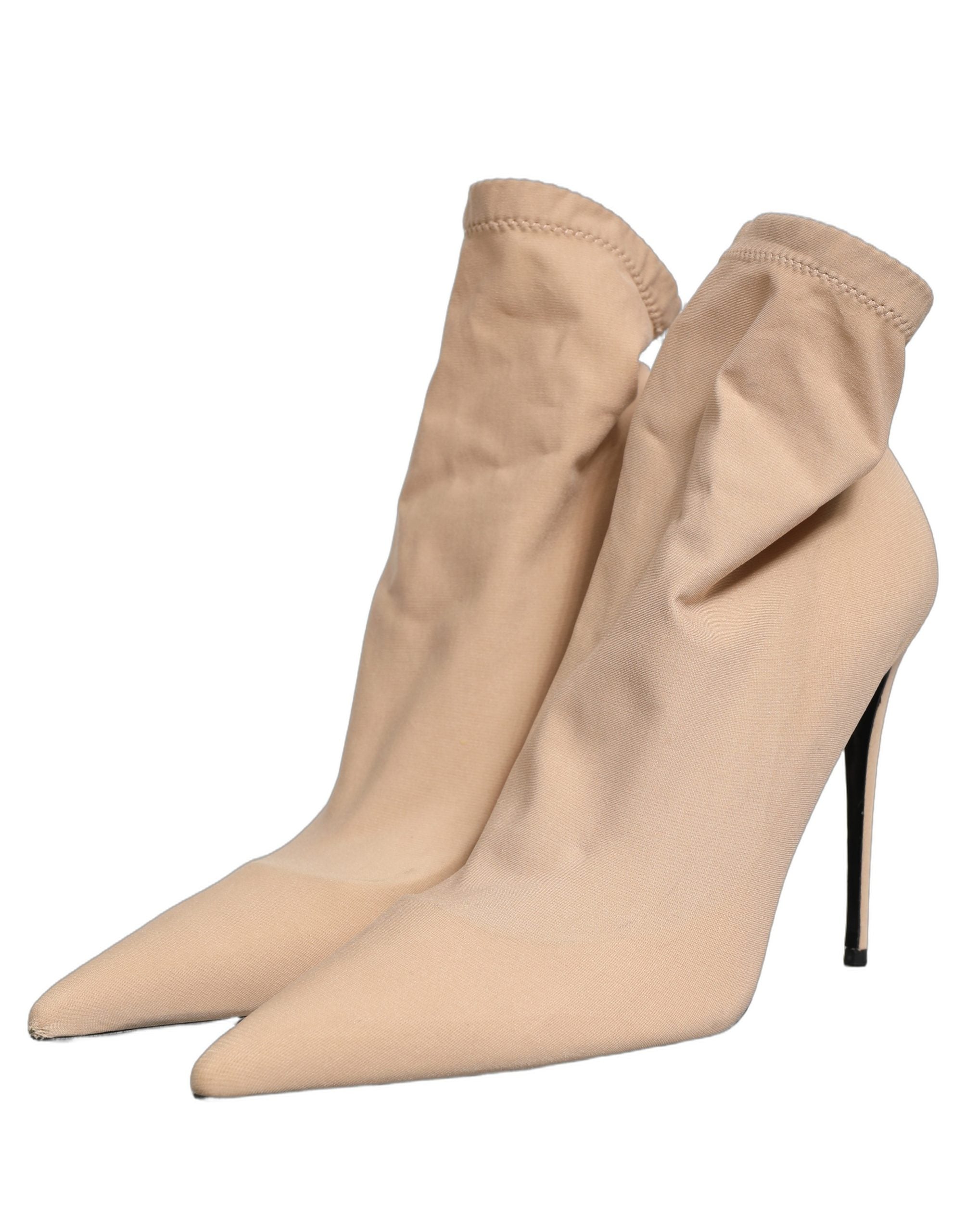 Dolce & Gabbana Beige Stretch Socks Heels Ankle Boots Women's Shoes (Pre-Owned)