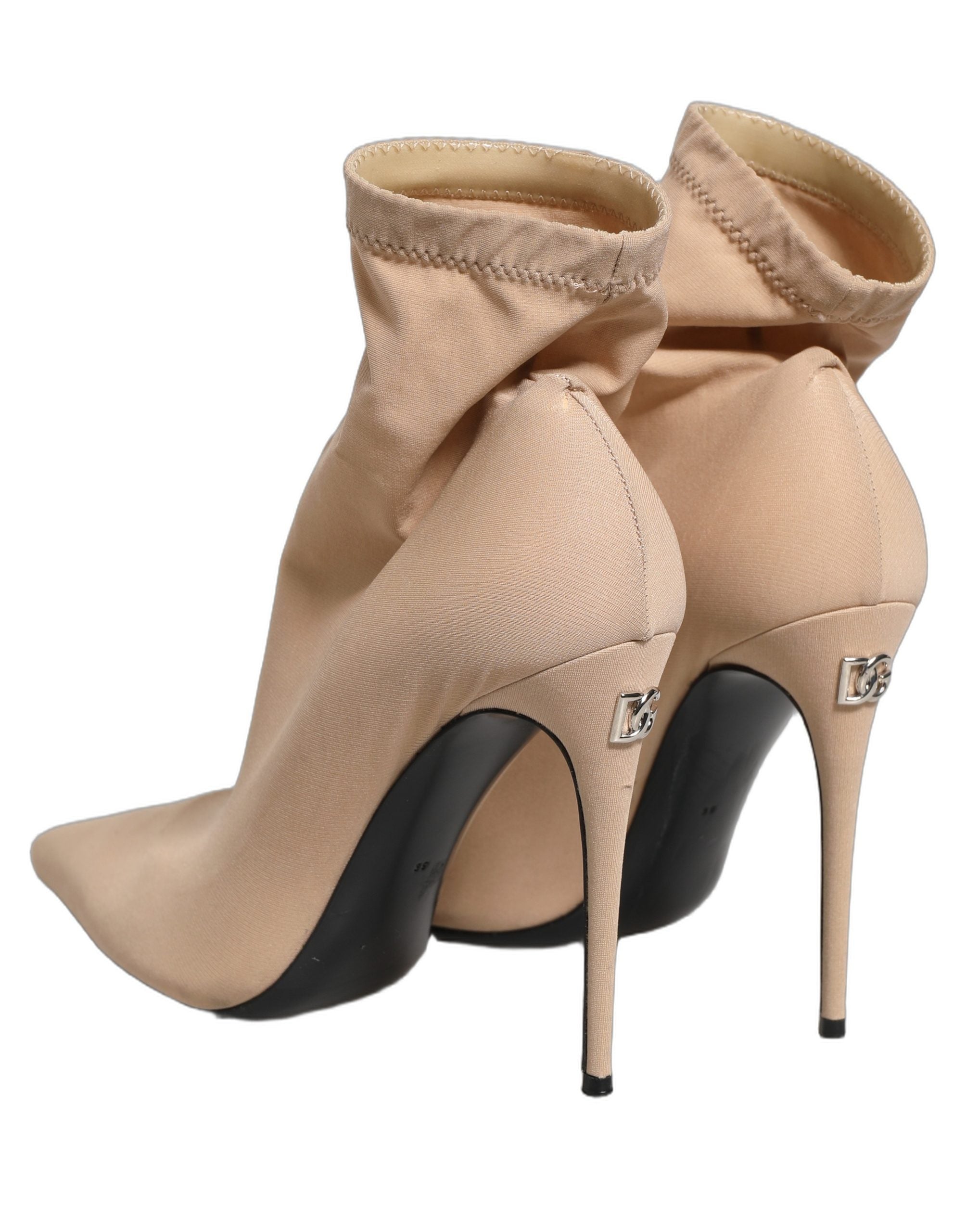 Dolce & Gabbana Beige Stretch Socks Heels Ankle Boots Women's Shoes (Pre-Owned)