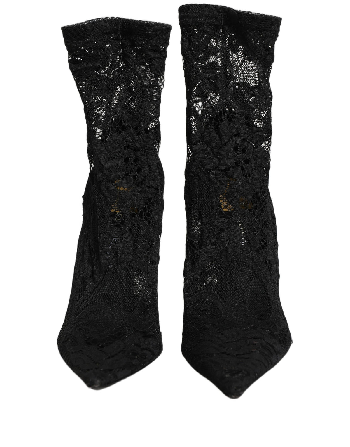 Dolce & Gabbana Black Socks Taormina Lace Pumps Boots Women's Shoes (Pre-Owned)
