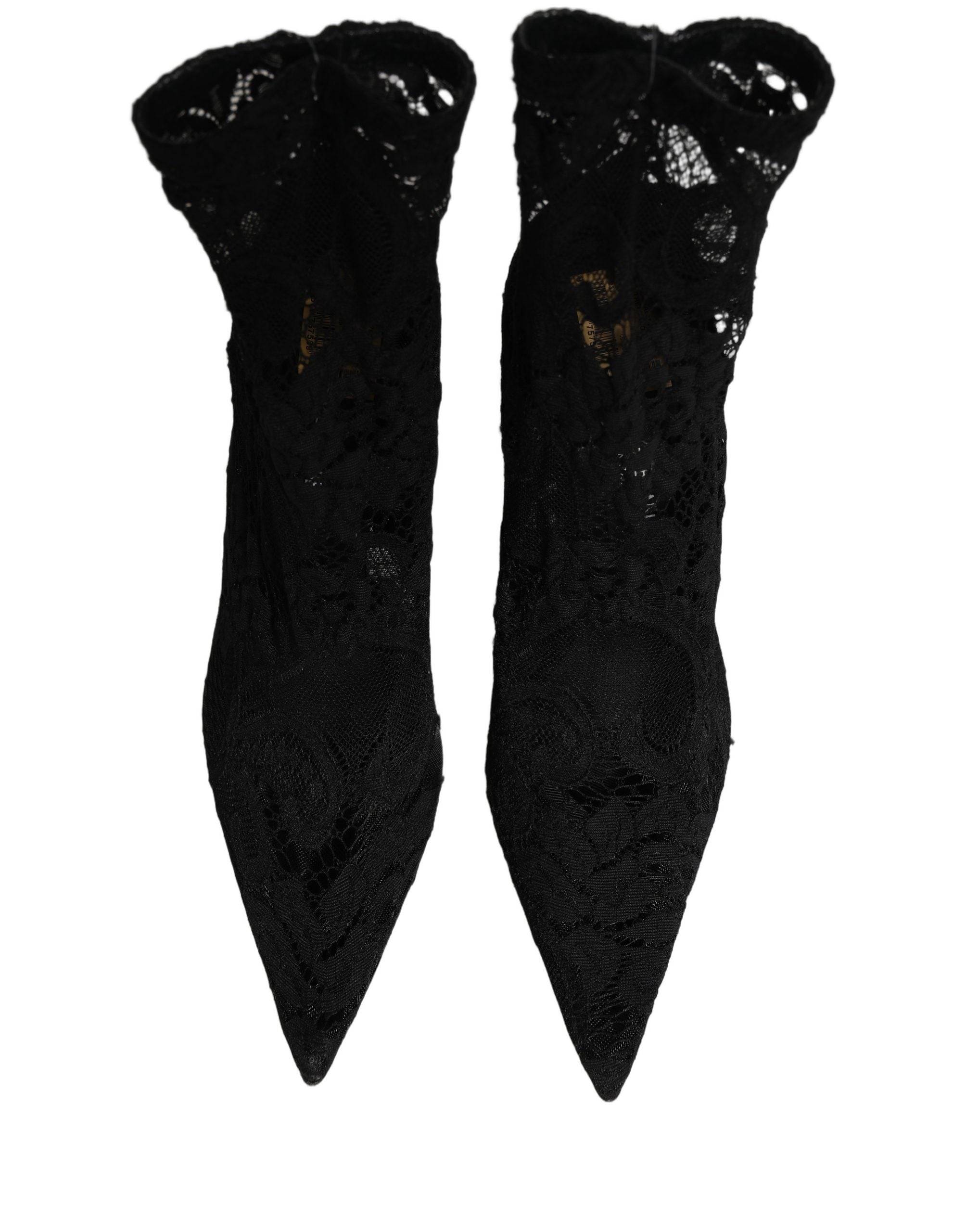 Dolce & Gabbana Black Socks Taormina Lace Pumps Boots Women's Shoes (Pre-Owned)