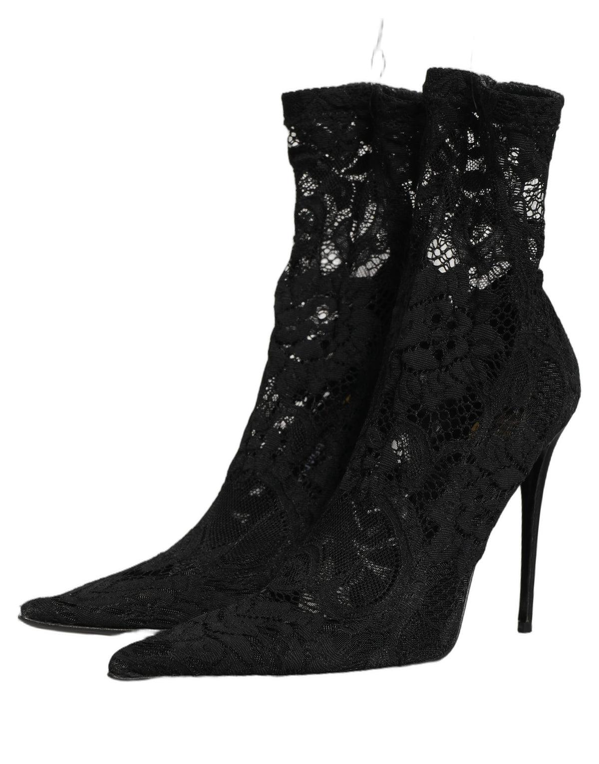 Dolce & Gabbana Black Socks Taormina Lace Pumps Boots Women's Shoes (Pre-Owned)