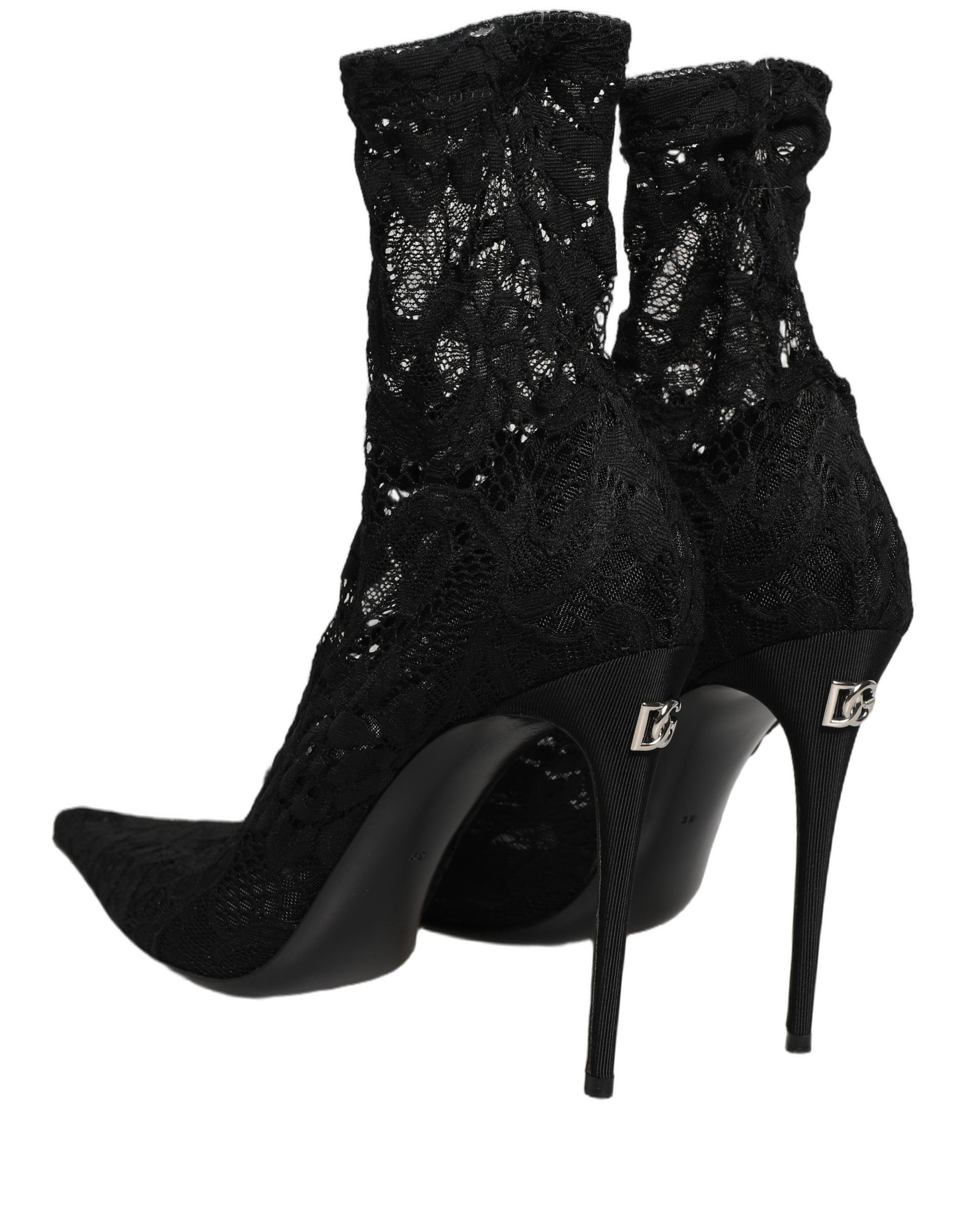 Dolce & Gabbana Black Socks Taormina Lace Pumps Boots Women's Shoes (Pre-Owned)