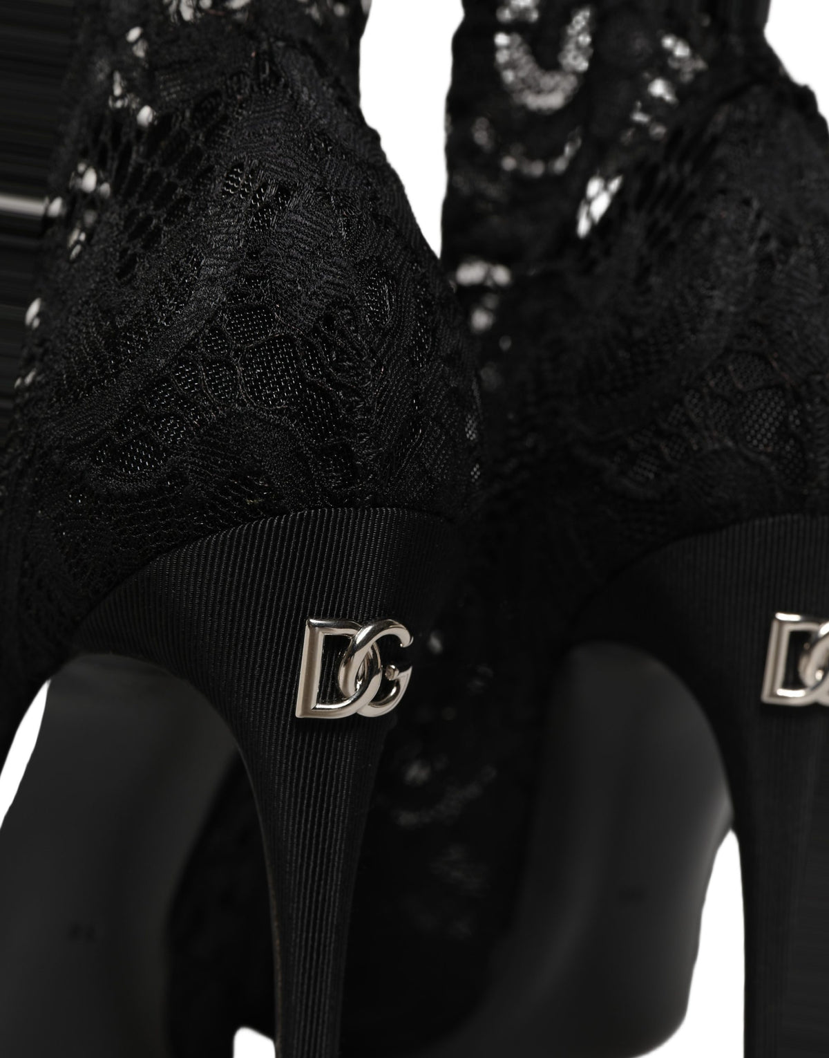 Dolce & Gabbana Black Socks Taormina Lace Pumps Boots Women's Shoes (Pre-Owned)