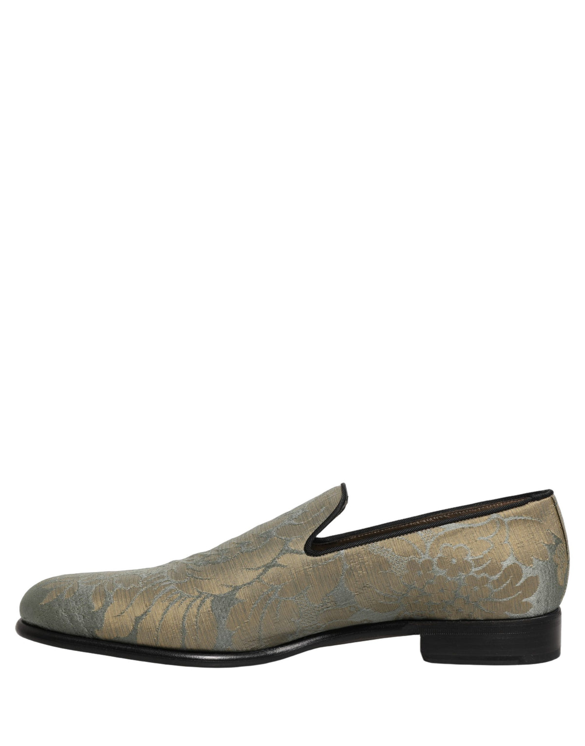 Dolce & Gabbana Gold Floral Jacquard Slip On Loafers Men's Shoes