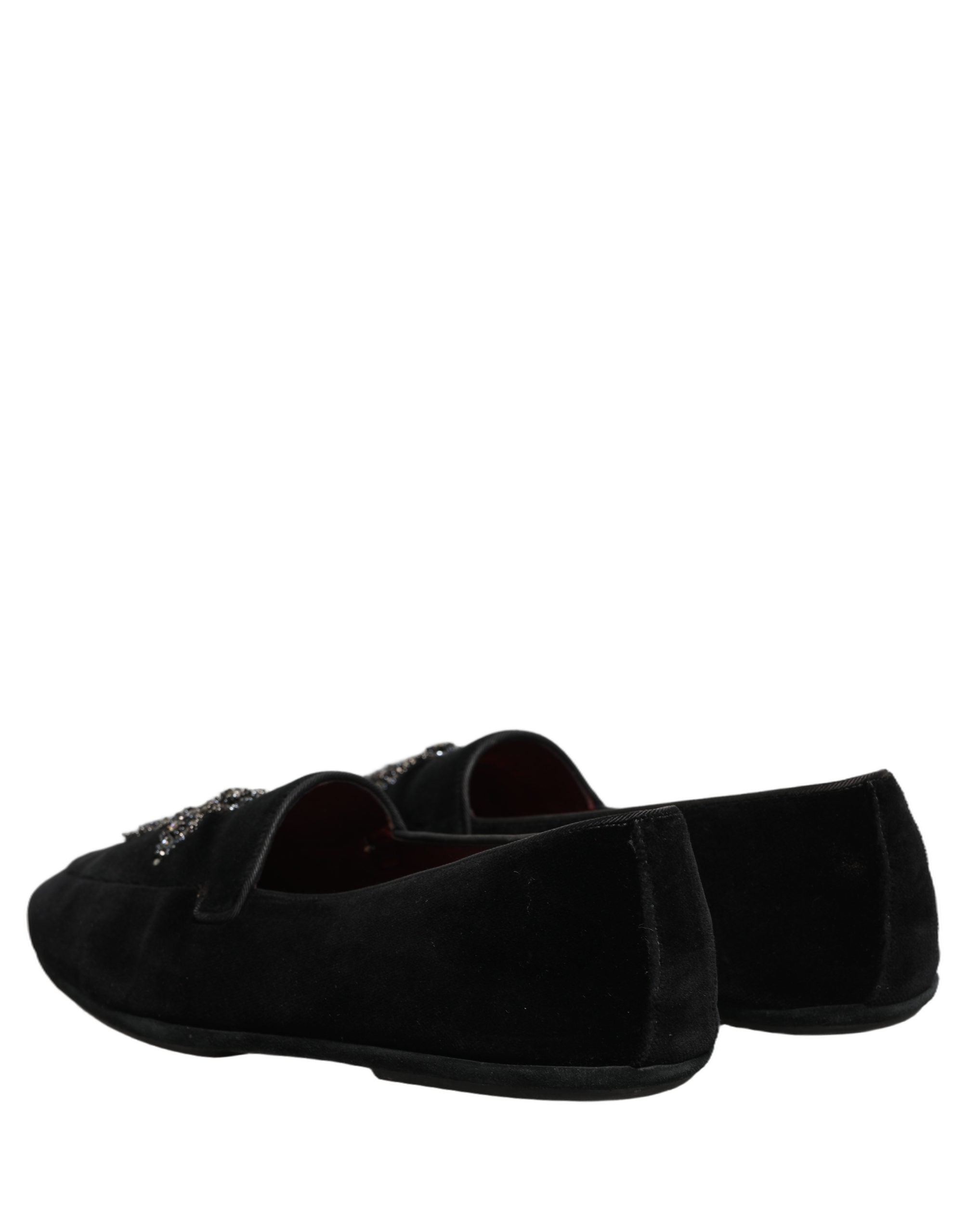 Dolce & Gabbana Black Suede Embellished Dress Loafers Men's Shoes