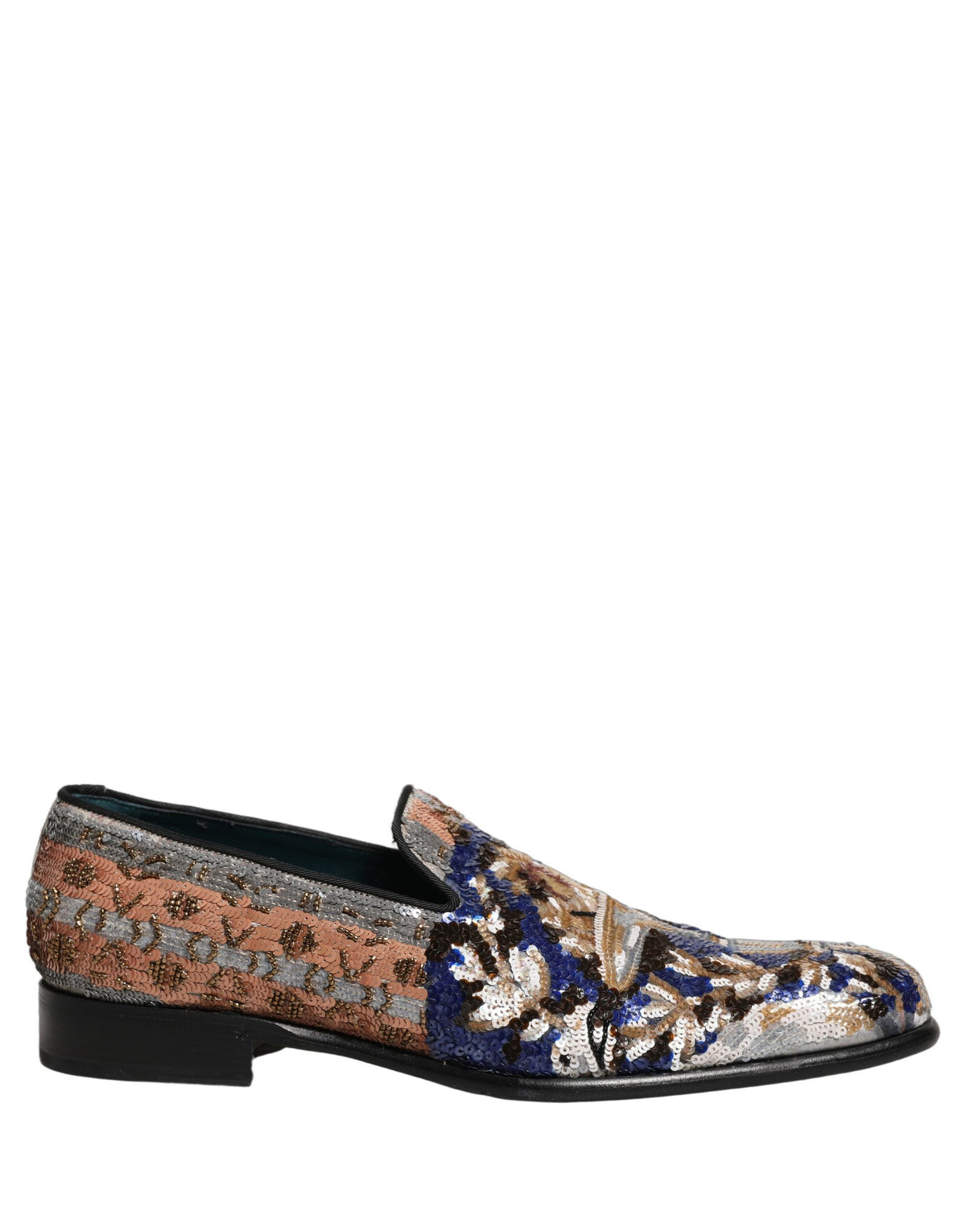 Dolce & Gabbana Multicolor Embroidered Sequin Loafers Men's Shoes