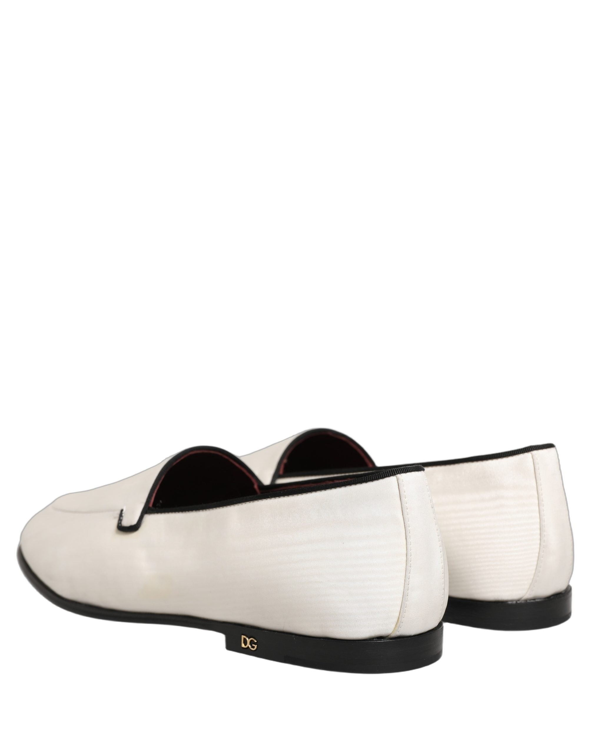 Dolce & Gabbana White Velvet Slip On Men Flats Loafers Men's Shoes