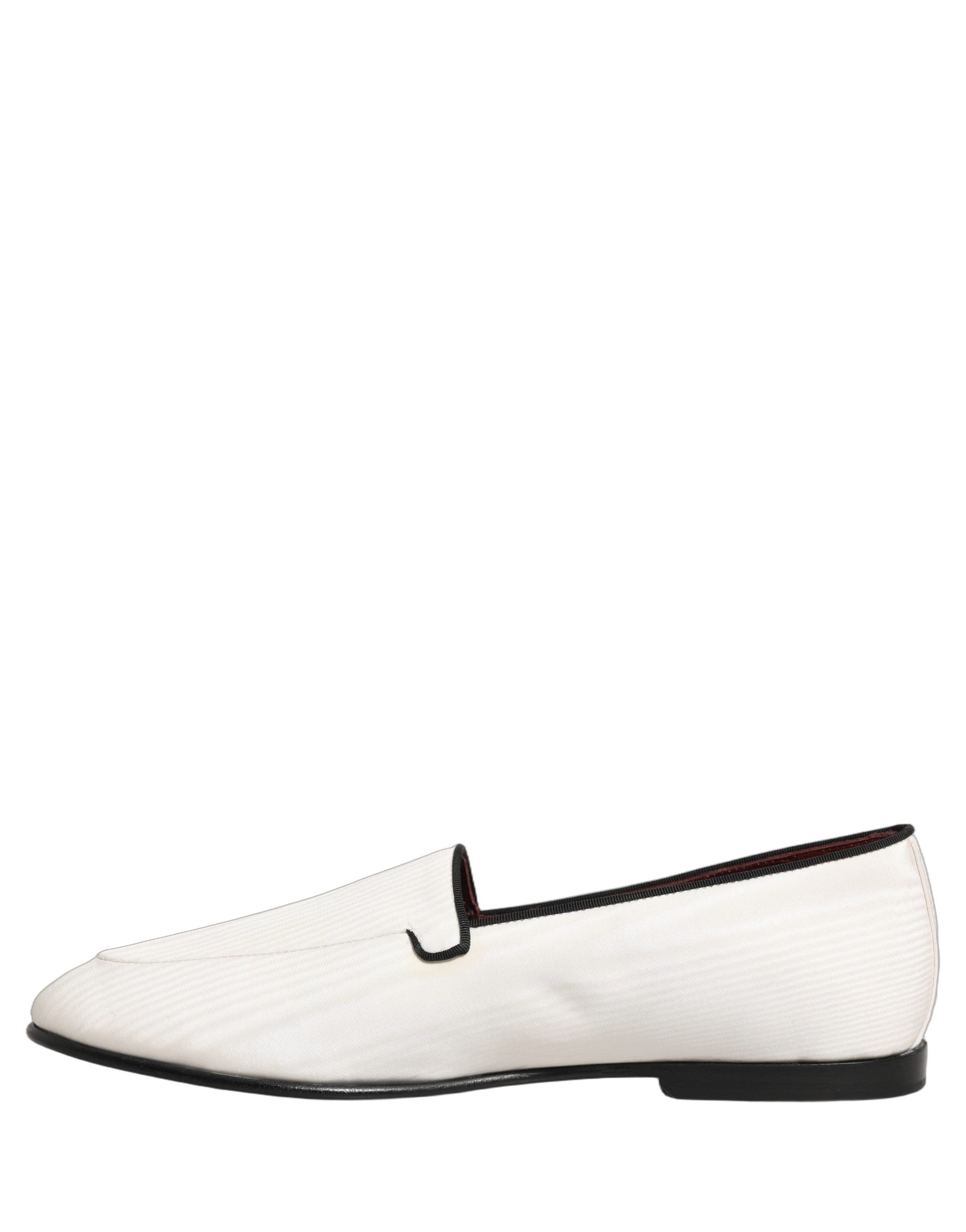 Dolce & Gabbana White Velvet Slip On Men Flats Loafers Men's Shoes