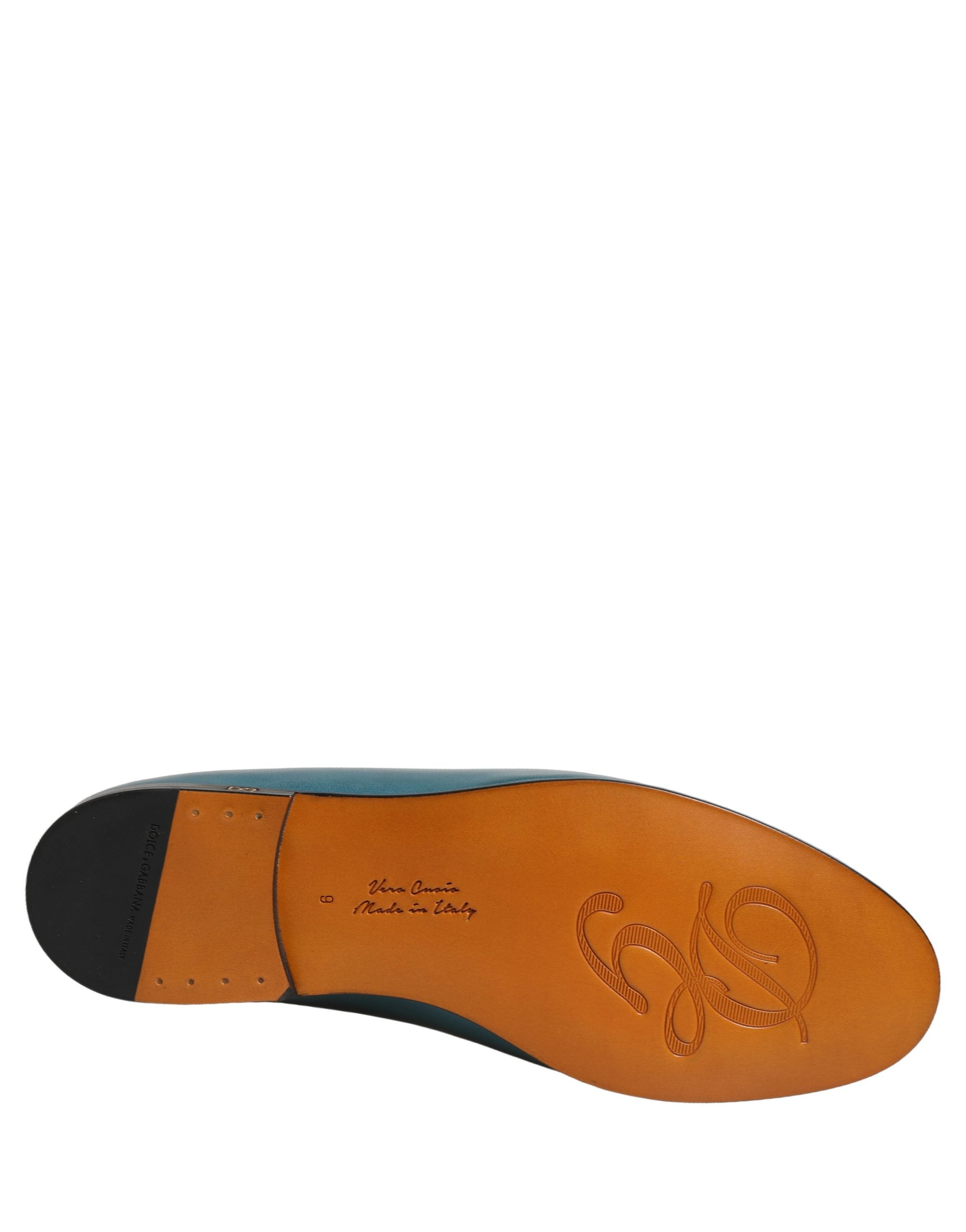 Dolce & Gabbana Blue Leather Logo Slip On Men Loafers Men's Shoes