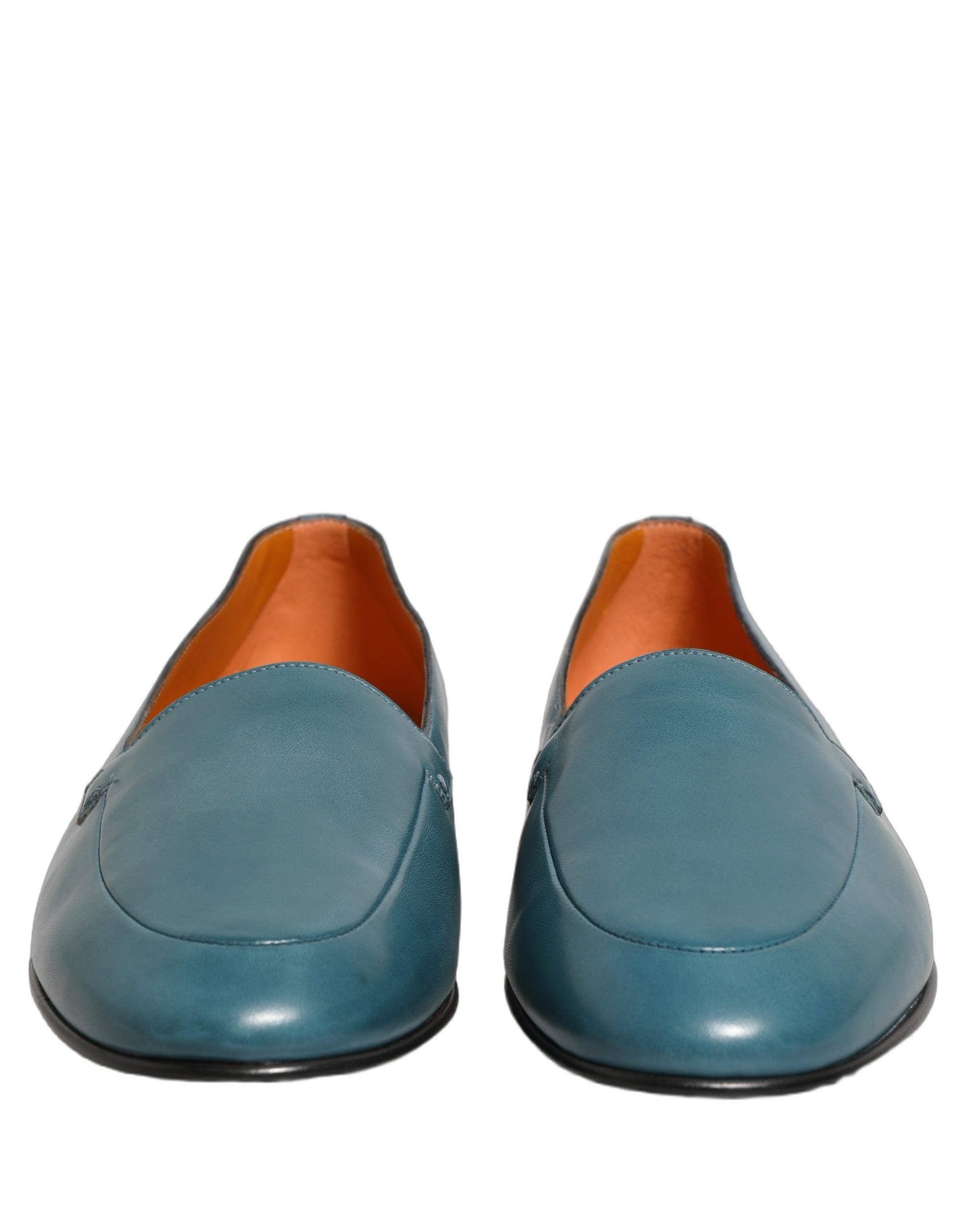Dolce & Gabbana Blue Leather Logo Slip On Men Loafers Men's Shoes