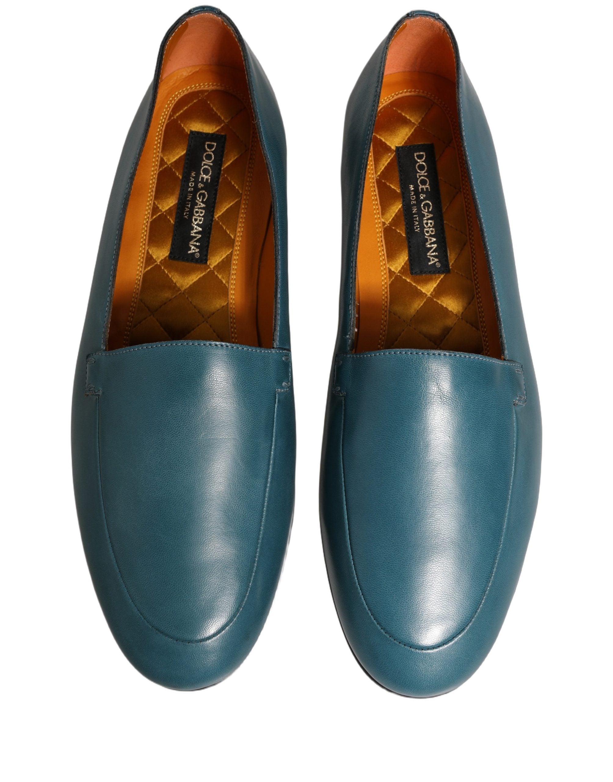 Dolce & Gabbana Blue Leather Logo Slip On Men Loafers Men's Shoes