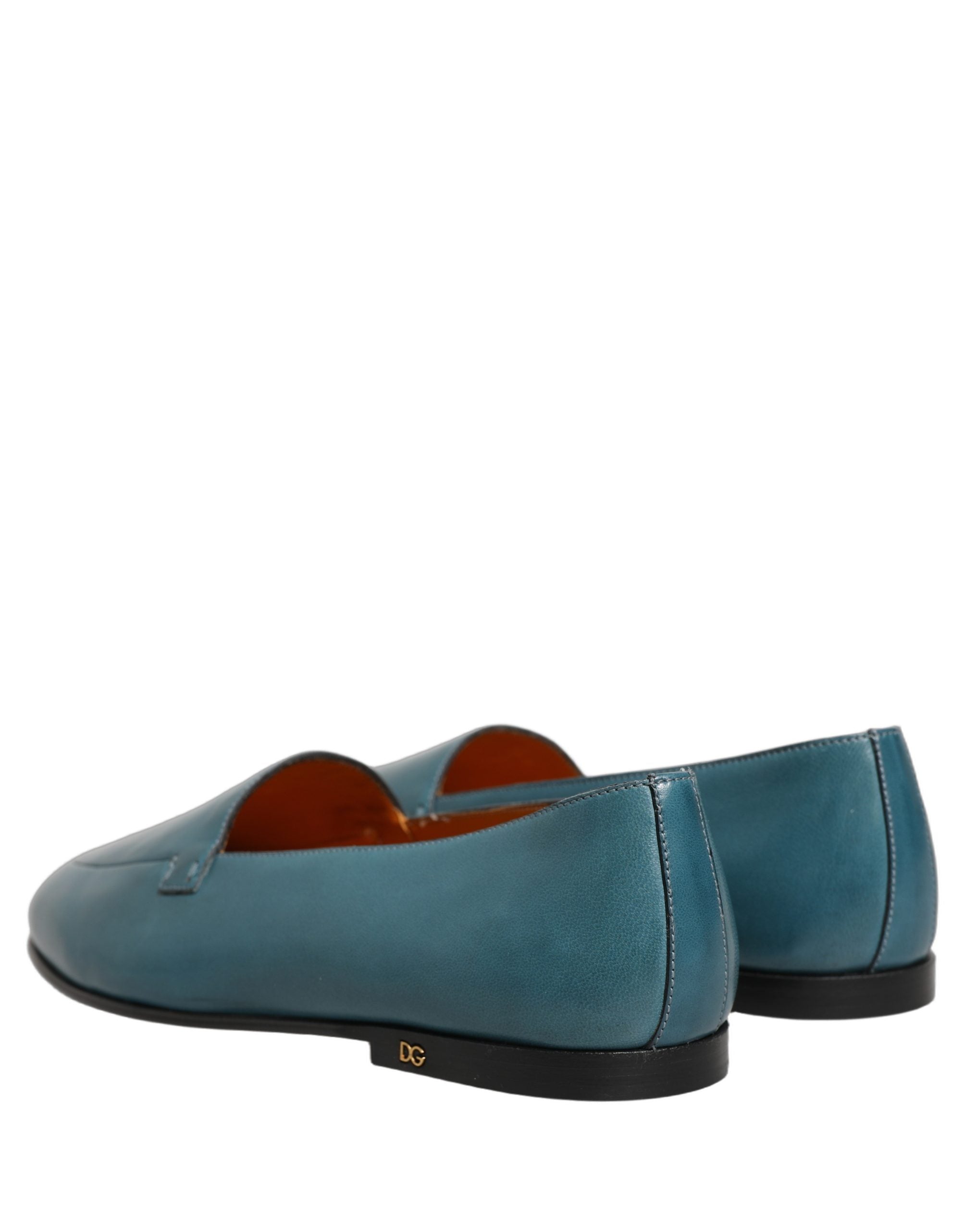 Dolce & Gabbana Blue Leather Logo Slip On Men Loafers Men's Shoes