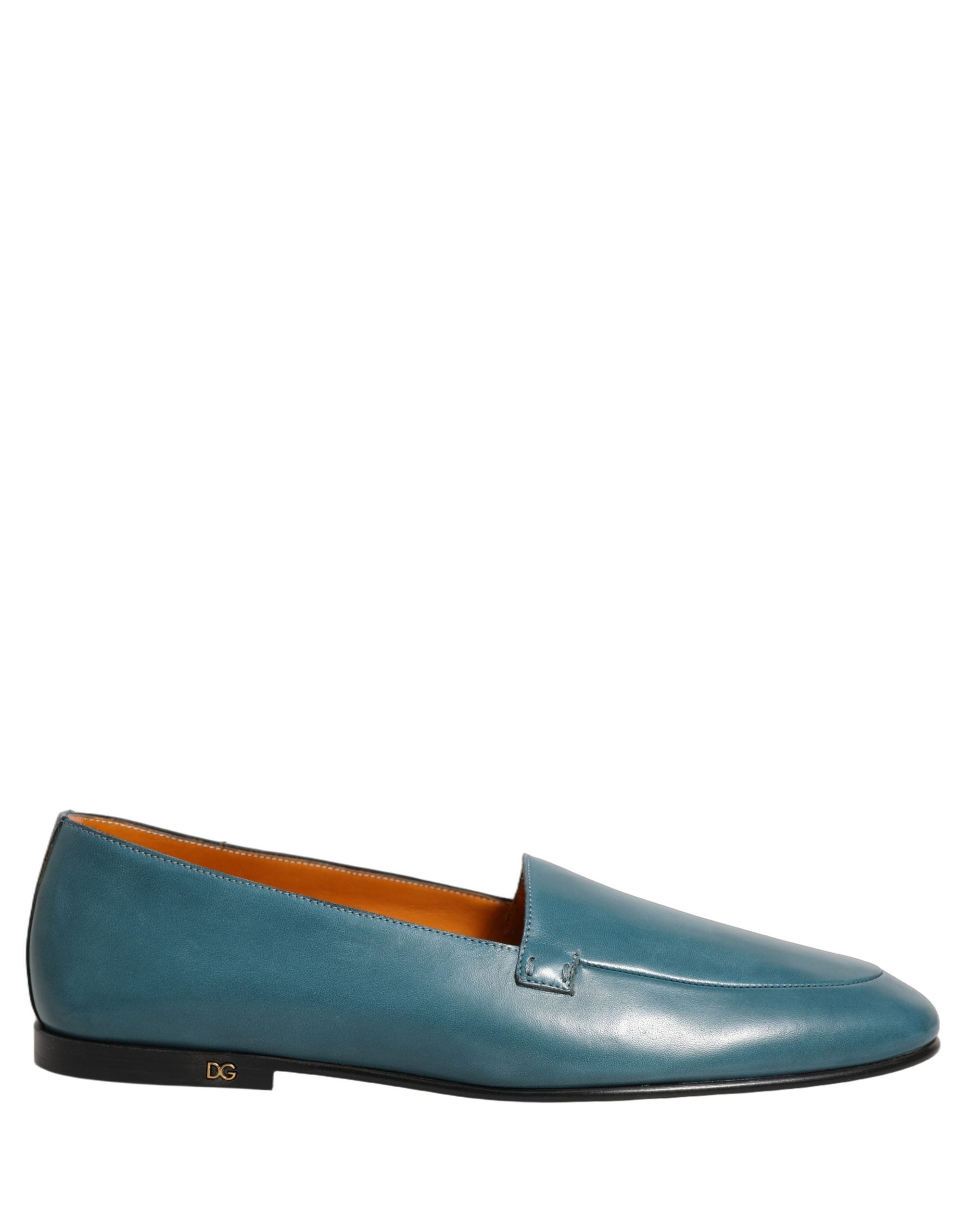Dolce & Gabbana Blue Leather Logo Slip On Men Loafers Men's Shoes