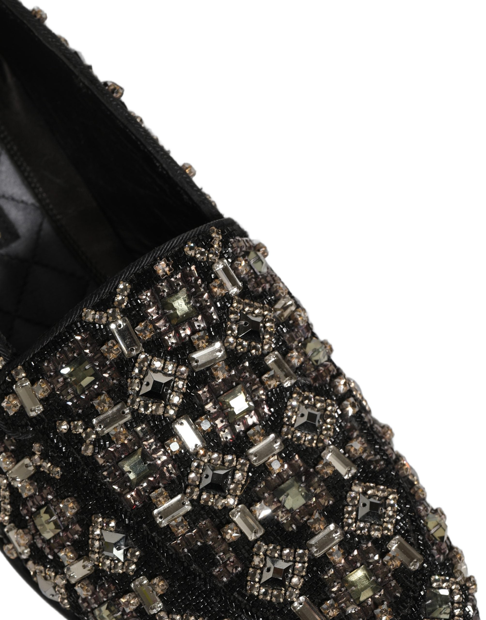 Dolce & Gabbana Black Crystal Embellished Dress Loafers Men's Shoes