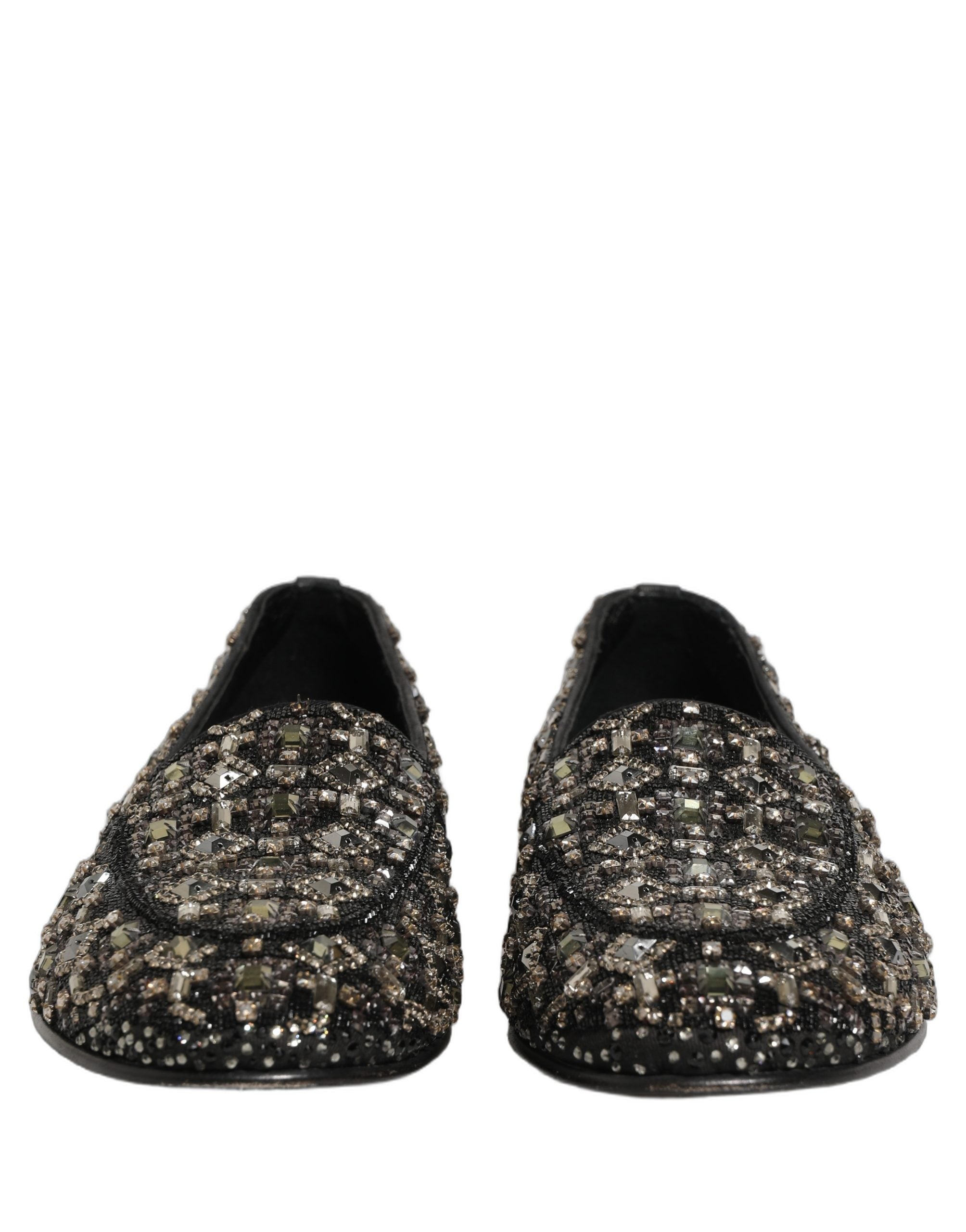 Dolce & Gabbana Black Crystal Embellished Dress Loafers Men's Shoes
