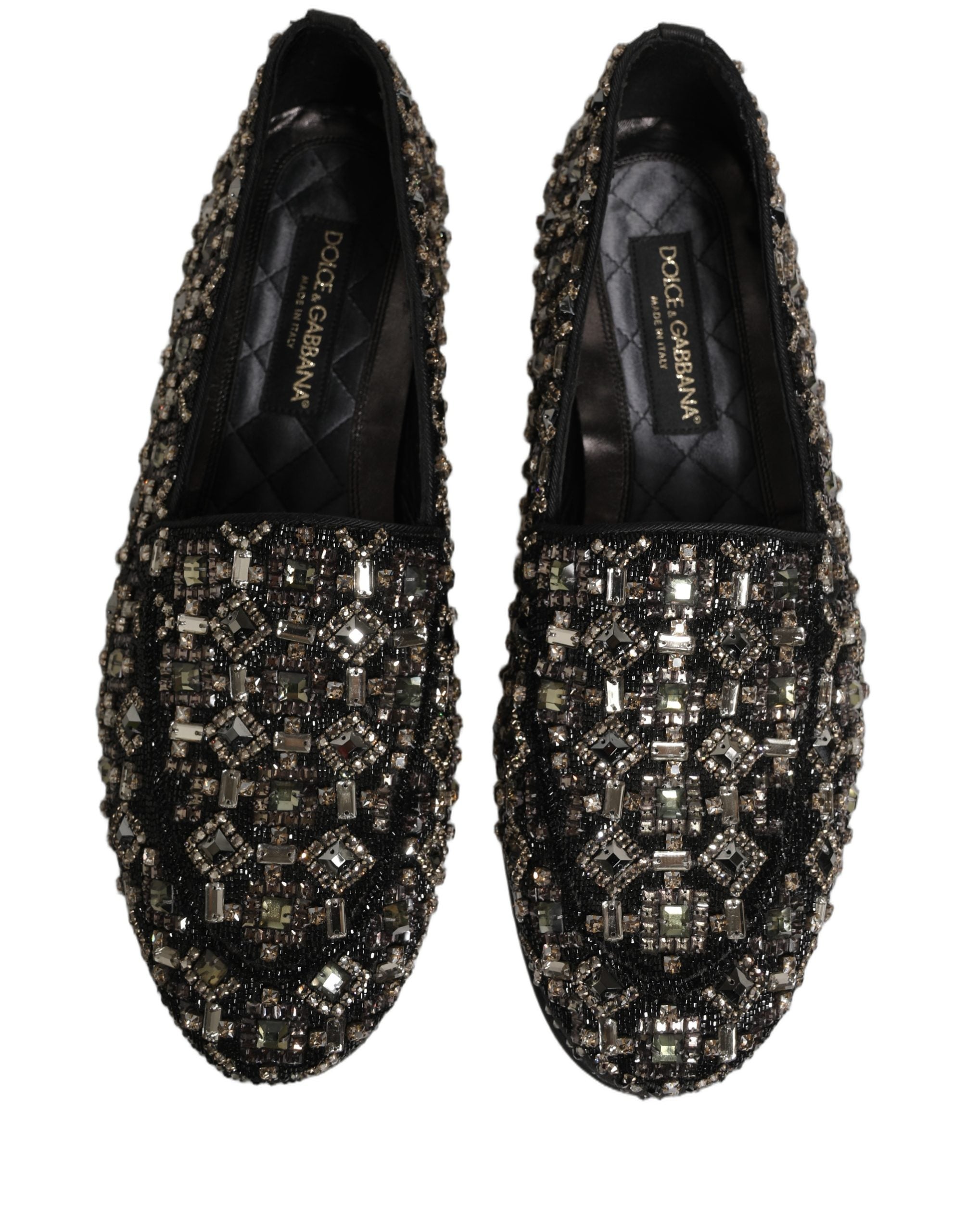 Dolce & Gabbana Black Crystal Embellished Dress Loafers Men's Shoes