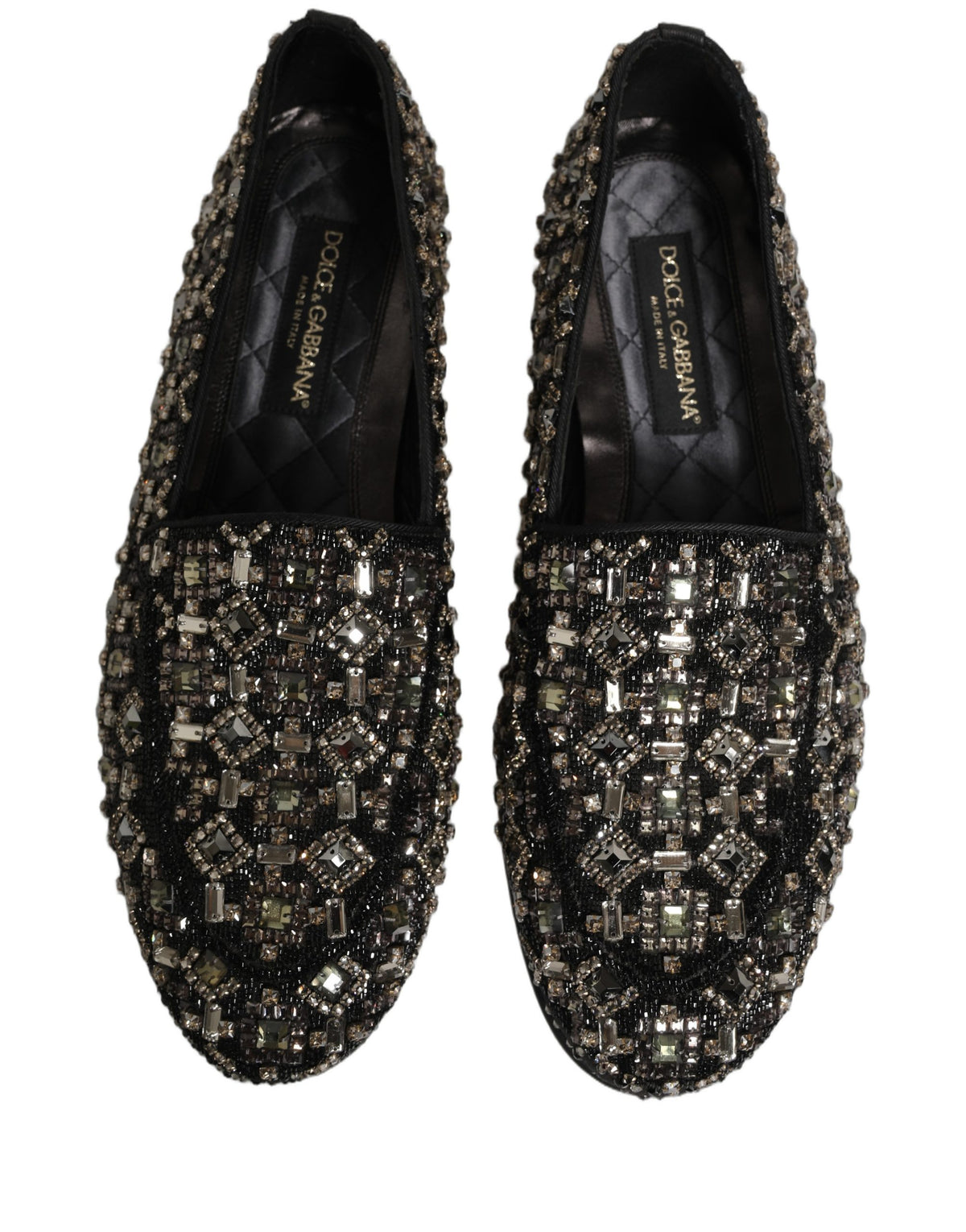 Dolce & Gabbana Black Crystal Embellished Dress Loafers Men's Shoes