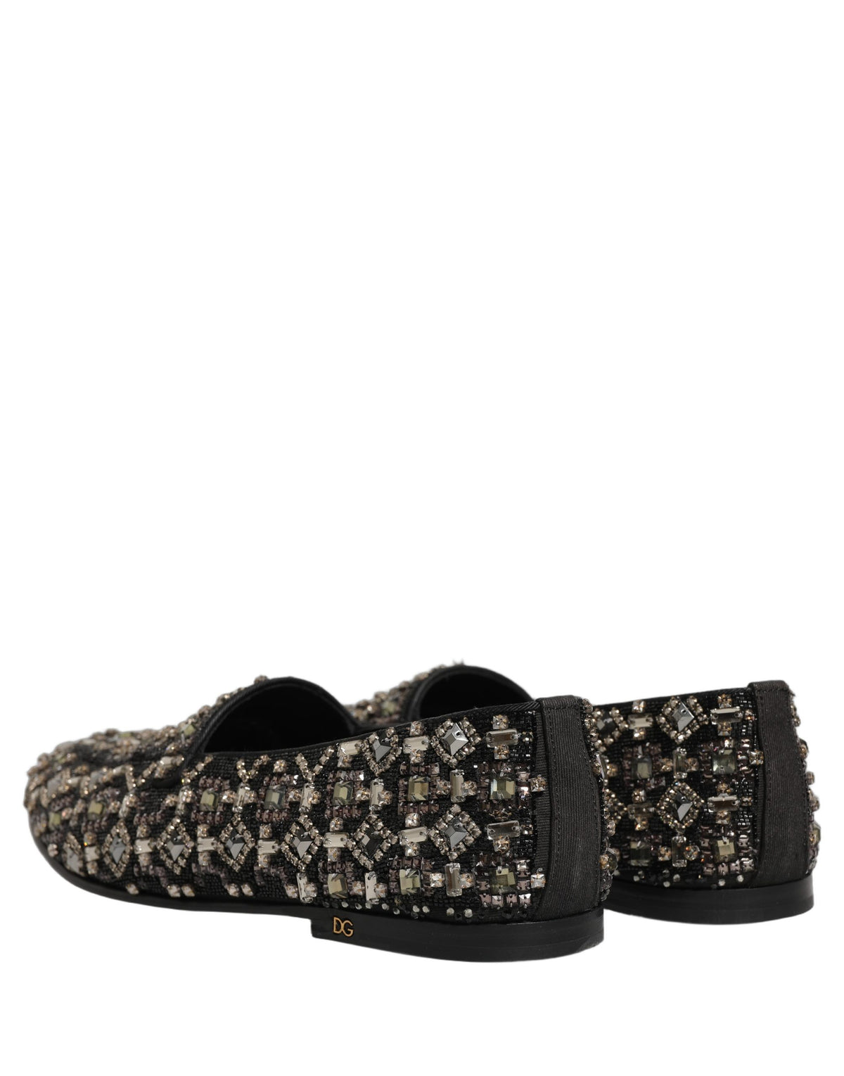Dolce & Gabbana Black Crystal Embellished Dress Loafers Men's Shoes