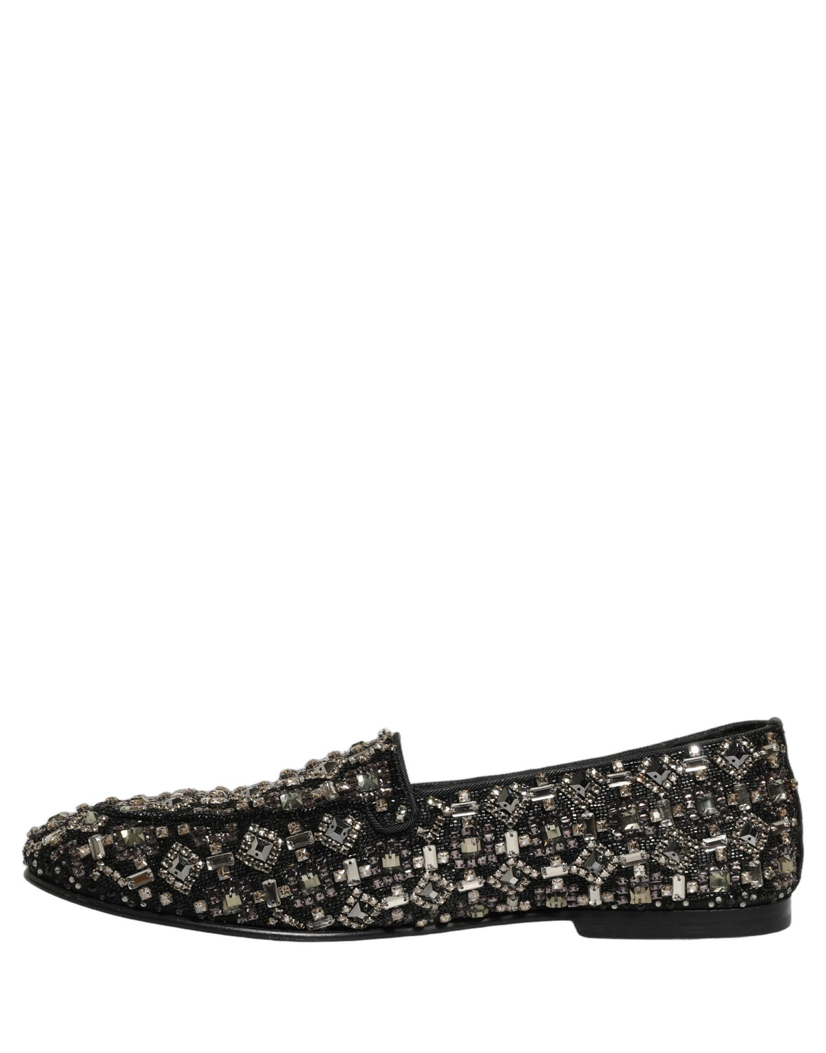 Dolce & Gabbana Black Crystal Embellished Dress Loafers Men's Shoes