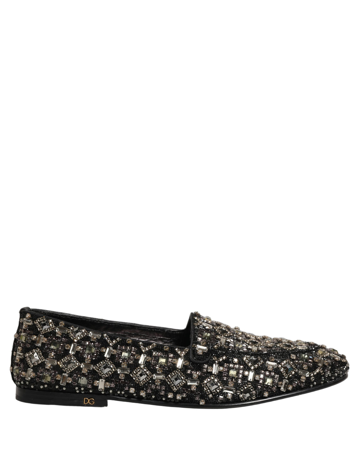 Dolce & Gabbana Black Crystal Embellished Dress Loafers Men's Shoes
