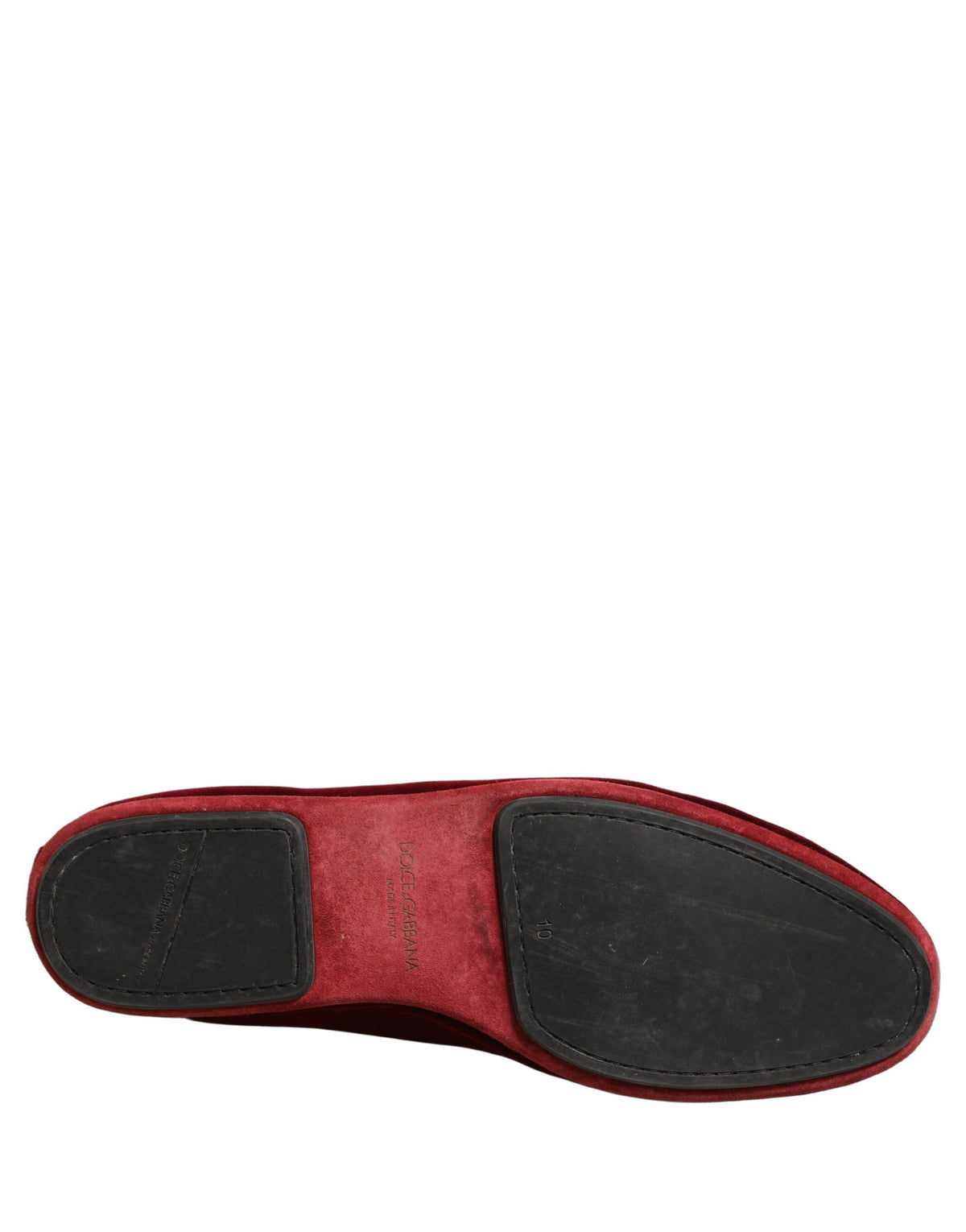 Dolce & Gabbana Maroon Velvet Slip On Men Flats Loafers Men's Shoes