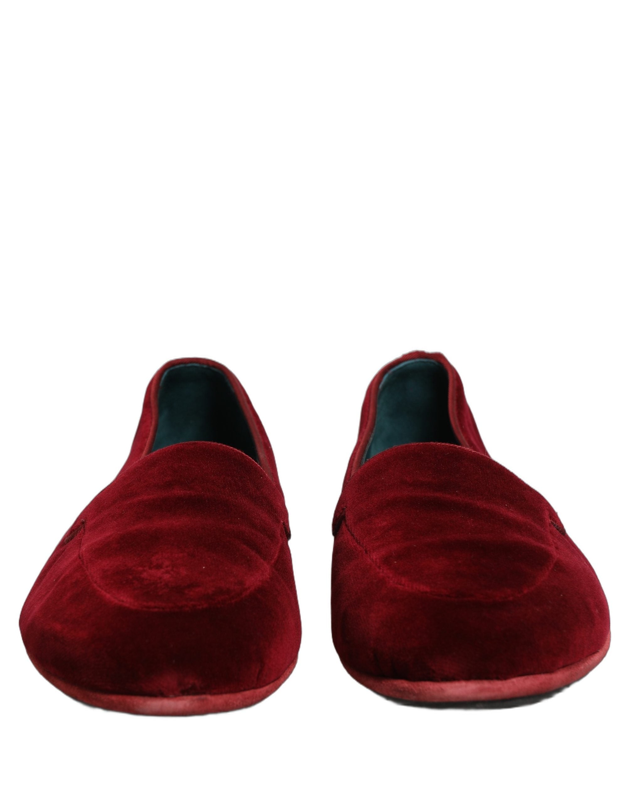 Dolce & Gabbana Maroon Velvet Slip On Men Flats Loafers Men's Shoes