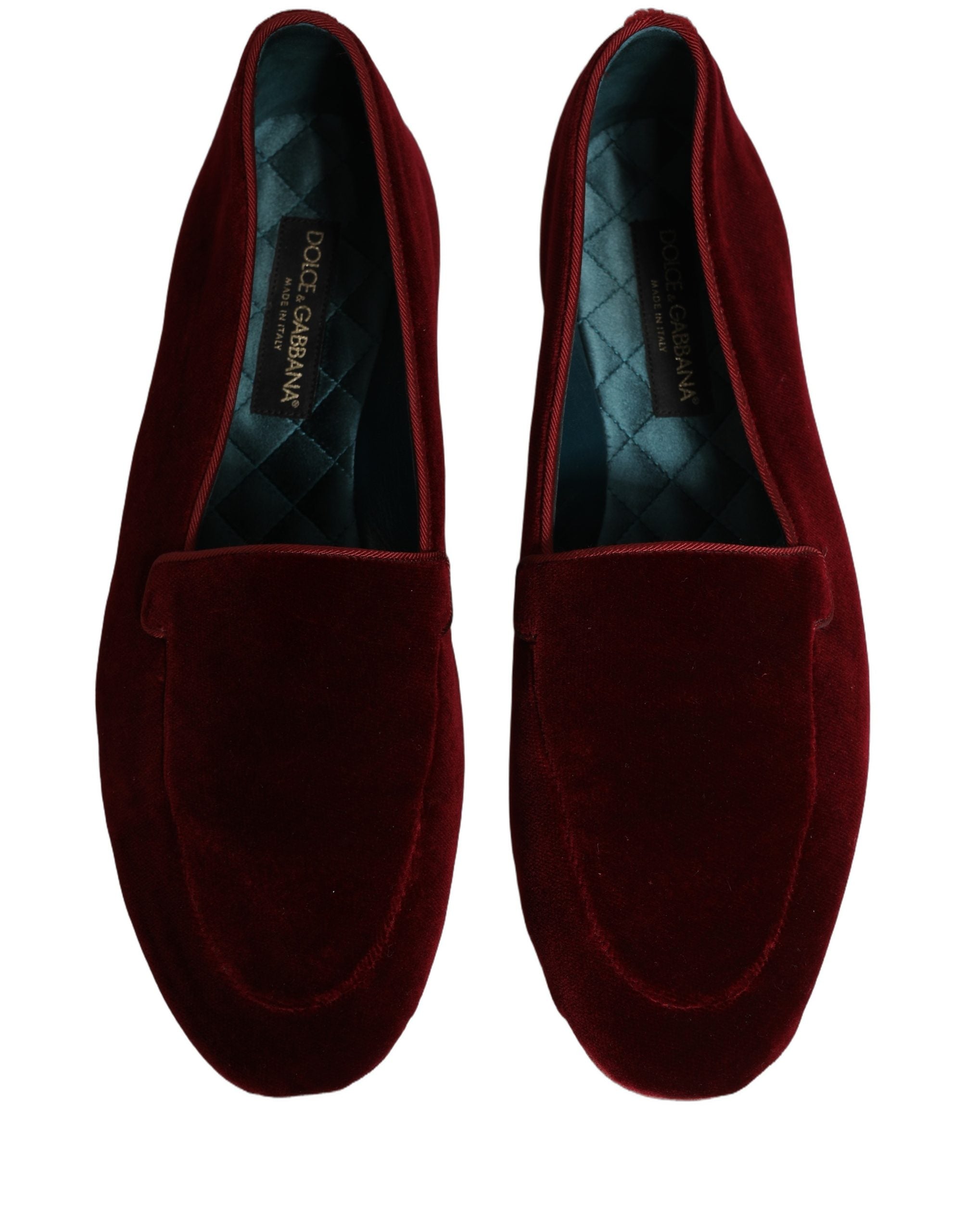 Dolce & Gabbana Maroon Velvet Slip On Men Flats Loafers Men's Shoes