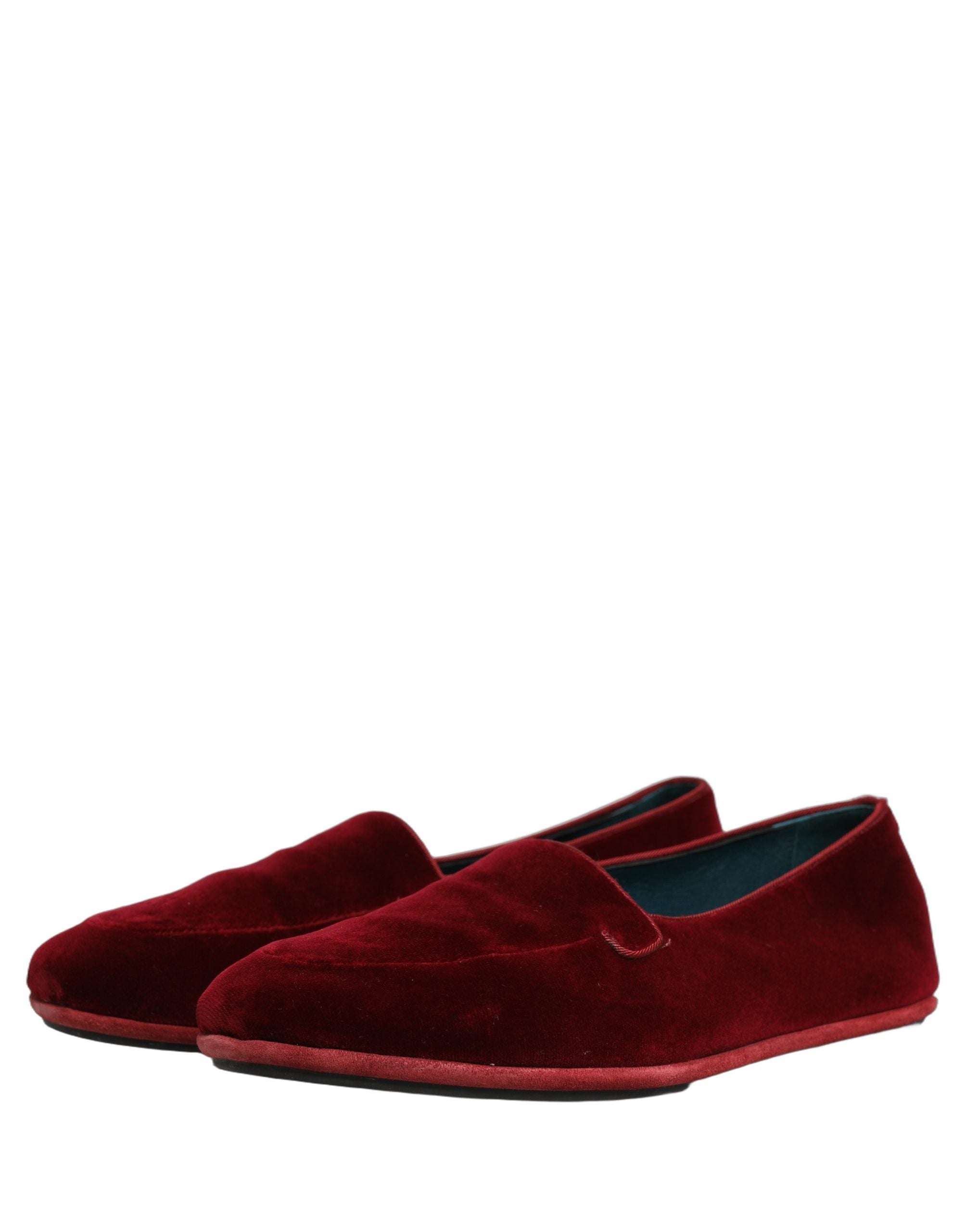 Dolce & Gabbana Maroon Velvet Slip On Men Flats Loafers Men's Shoes