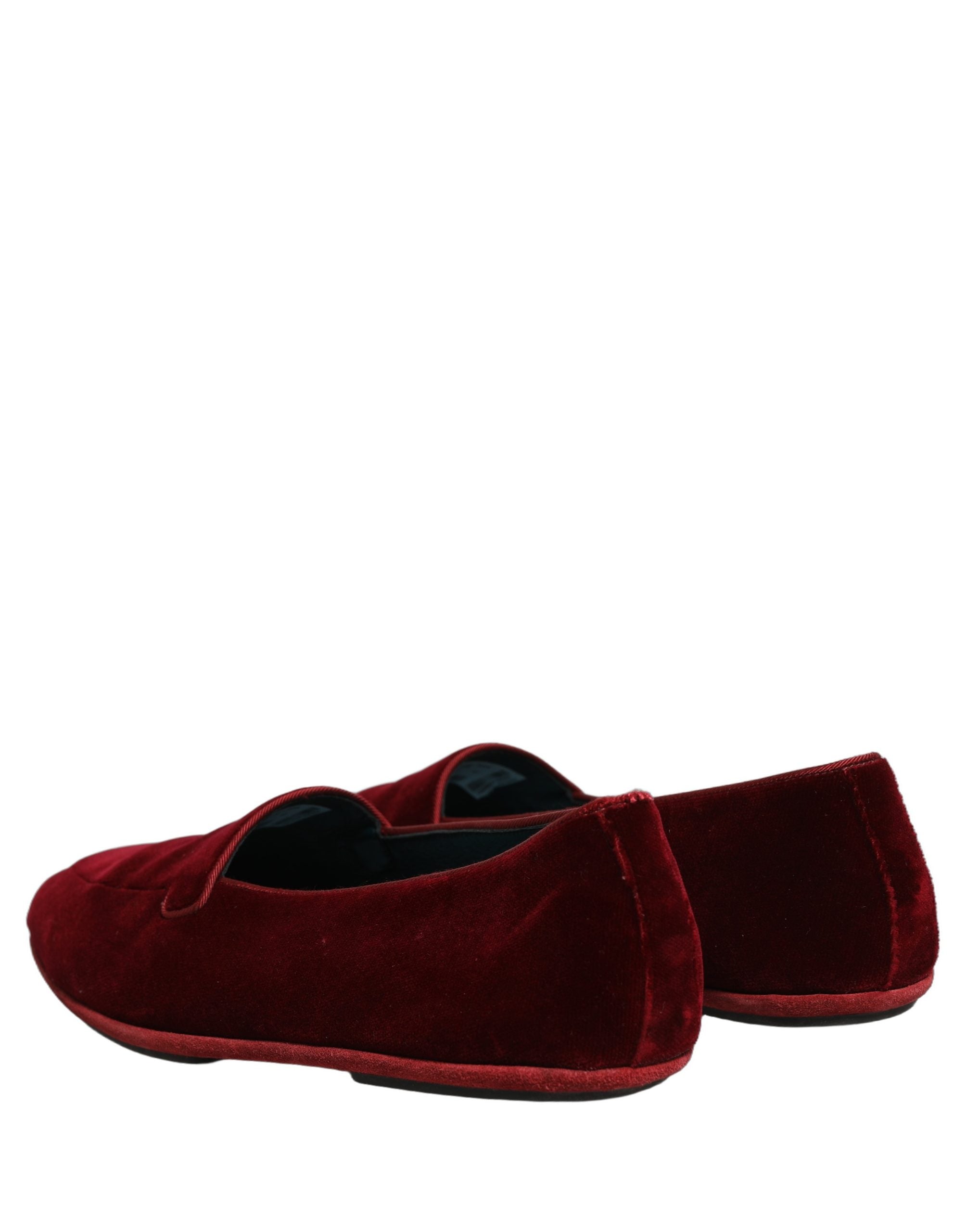 Dolce & Gabbana Maroon Velvet Slip On Men Flats Loafers Men's Shoes