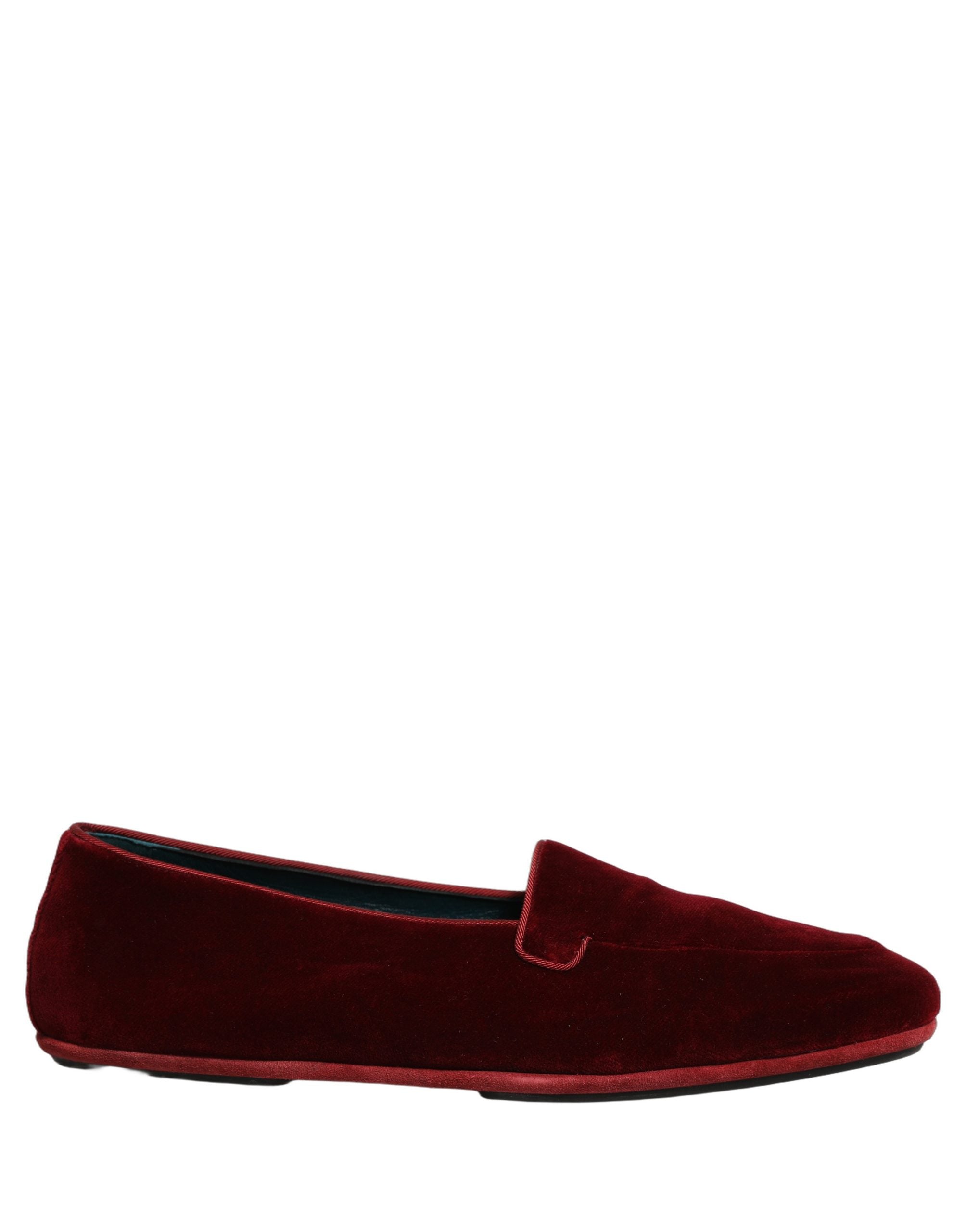 Dolce & Gabbana Maroon Velvet Slip On Men Flats Loafers Men's Shoes