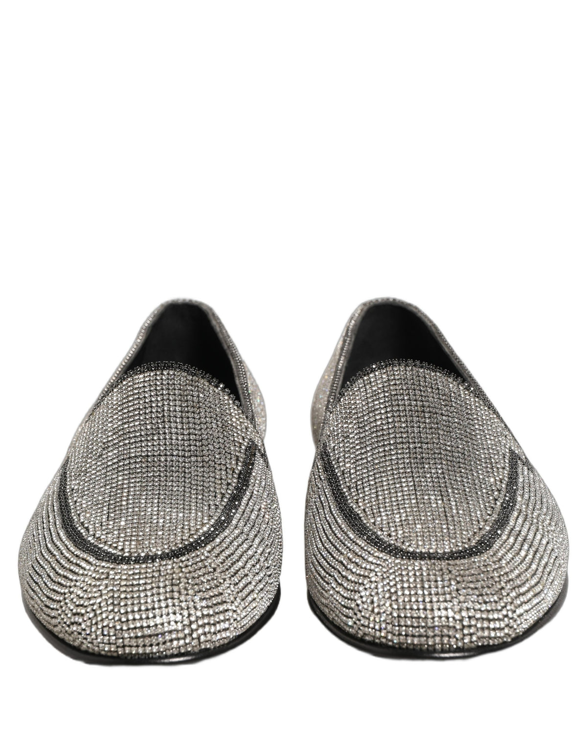 Dolce & Gabbana Silver Crystal Embellished Men Loafers Men's Shoes