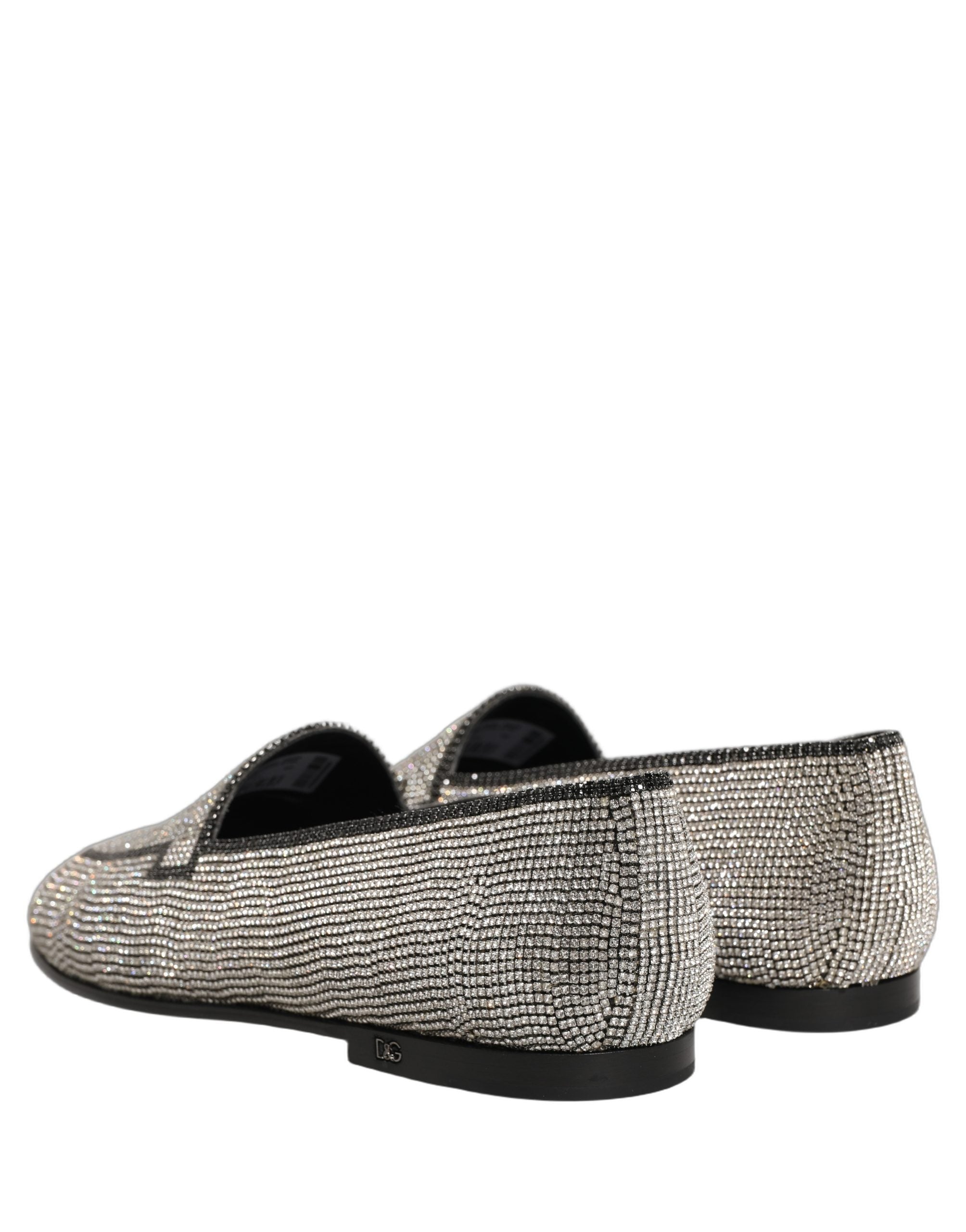 Dolce & Gabbana Silver Crystal Embellished Men Loafers Men's Shoes