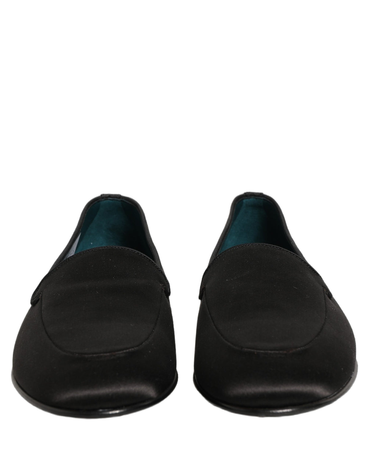 Dolce & Gabbana Black Satin Logo Slip On Flats Loafers Men's Shoes