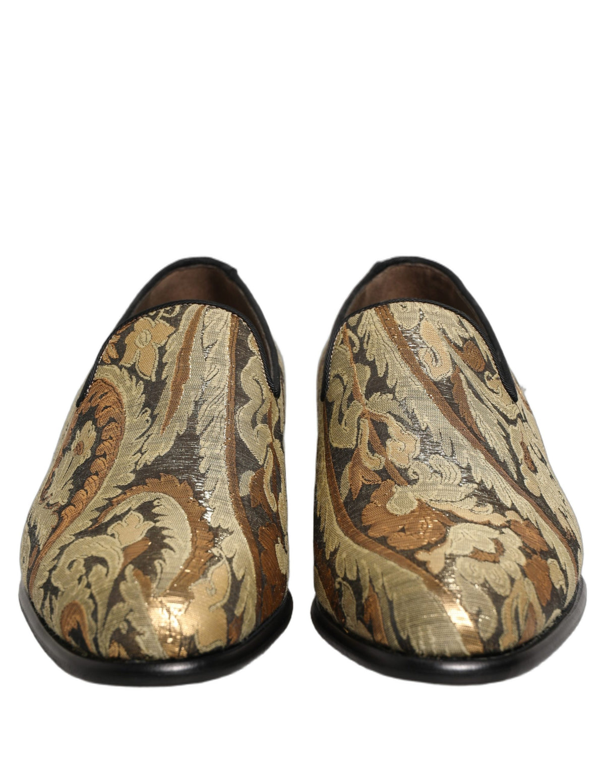 Dolce & Gabbana Gold Brocade Slip On Men Dress Loafers Men's Shoes