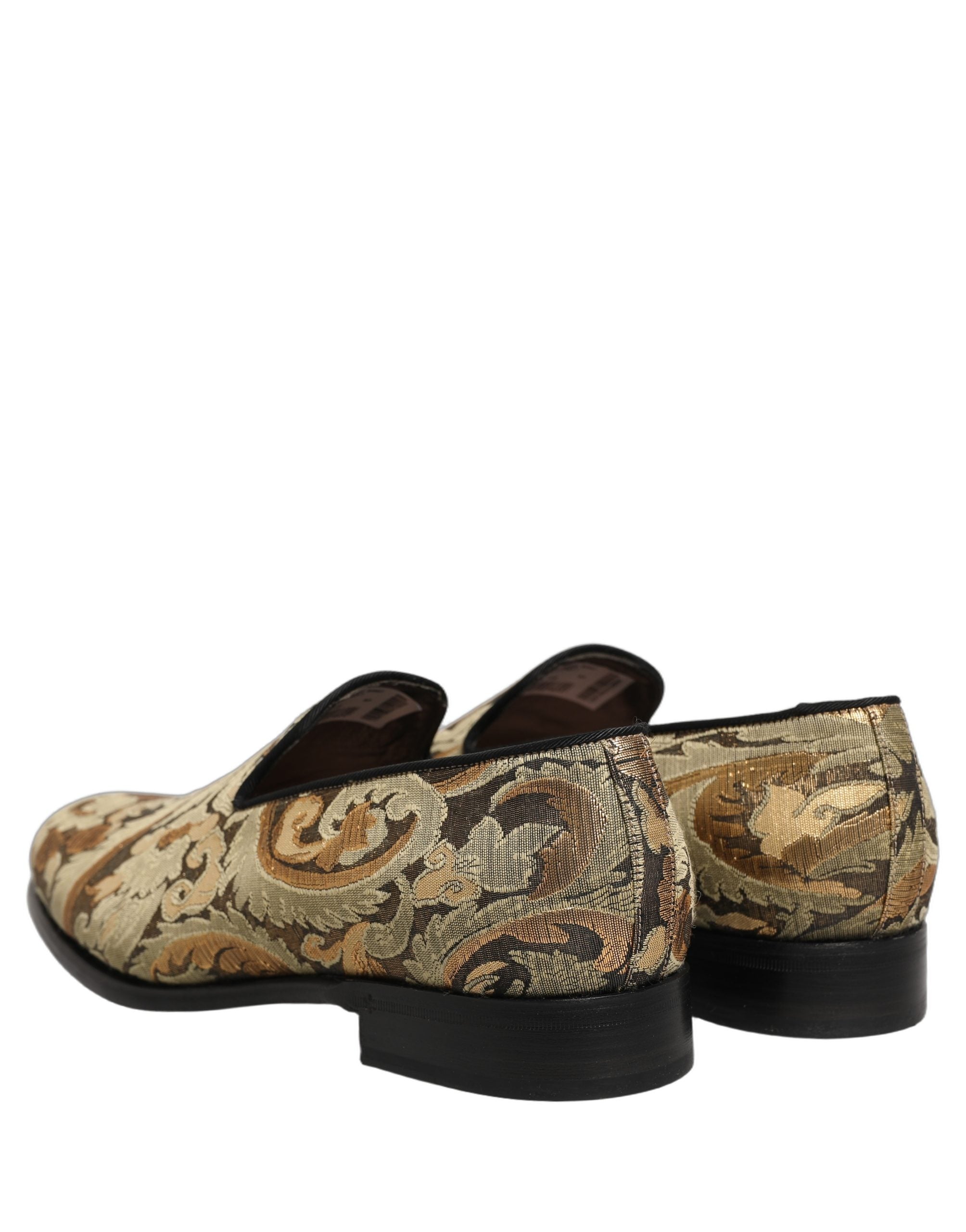 Dolce & Gabbana Gold Brocade Slip On Men Dress Loafers Men's Shoes