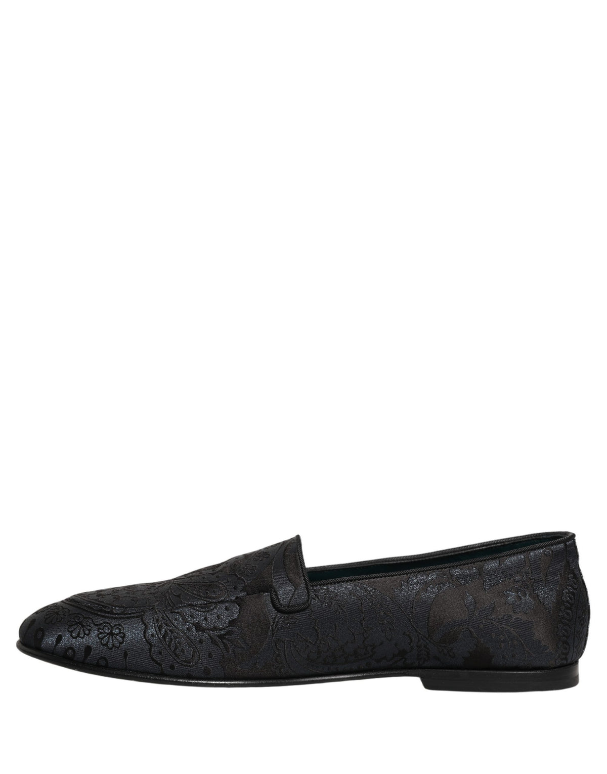 Dolce & Gabbana Blue Jacquard Leather Slip On Loafers Men's Shoes