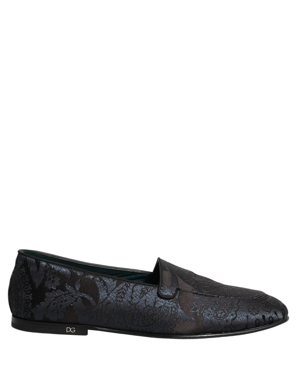 Dolce & Gabbana Blue Jacquard Leather Slip On Loafers Men's Shoes