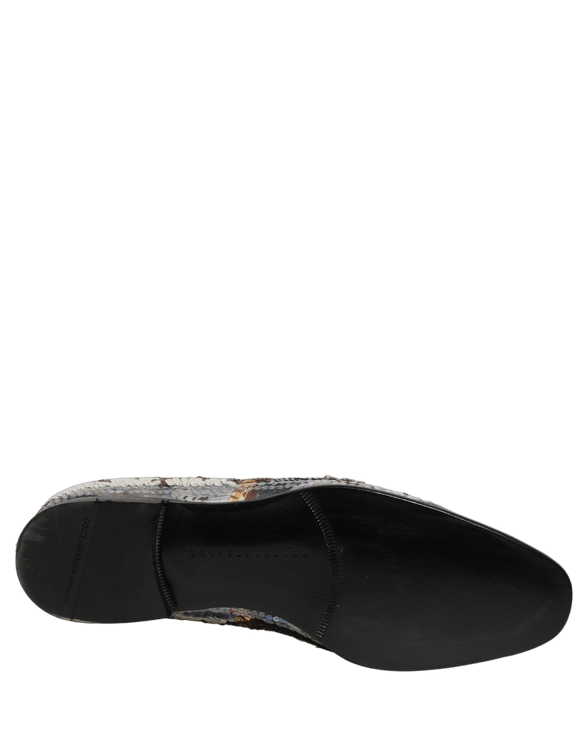 Dolce & Gabbana Multicolor Embroidered Sequin Loafers Men's Shoes