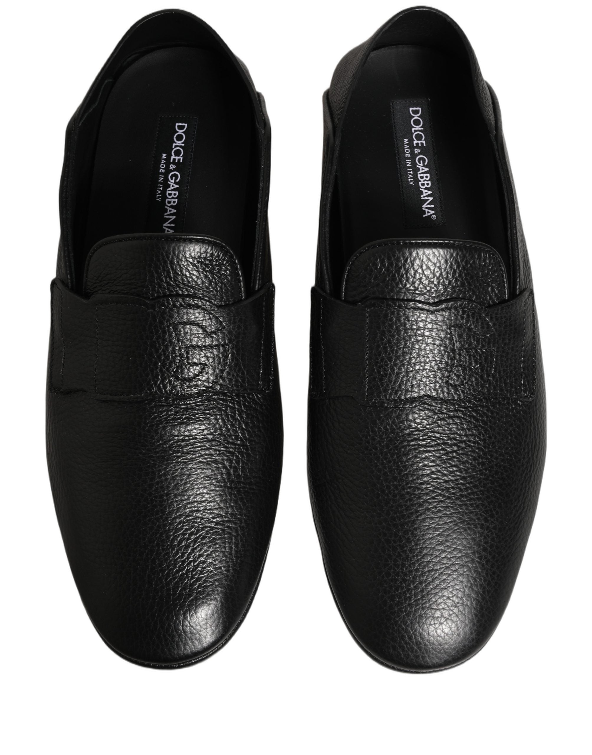 Dolce & Gabbana Black Deerskin Leather Driver Loafers Men's Shoes