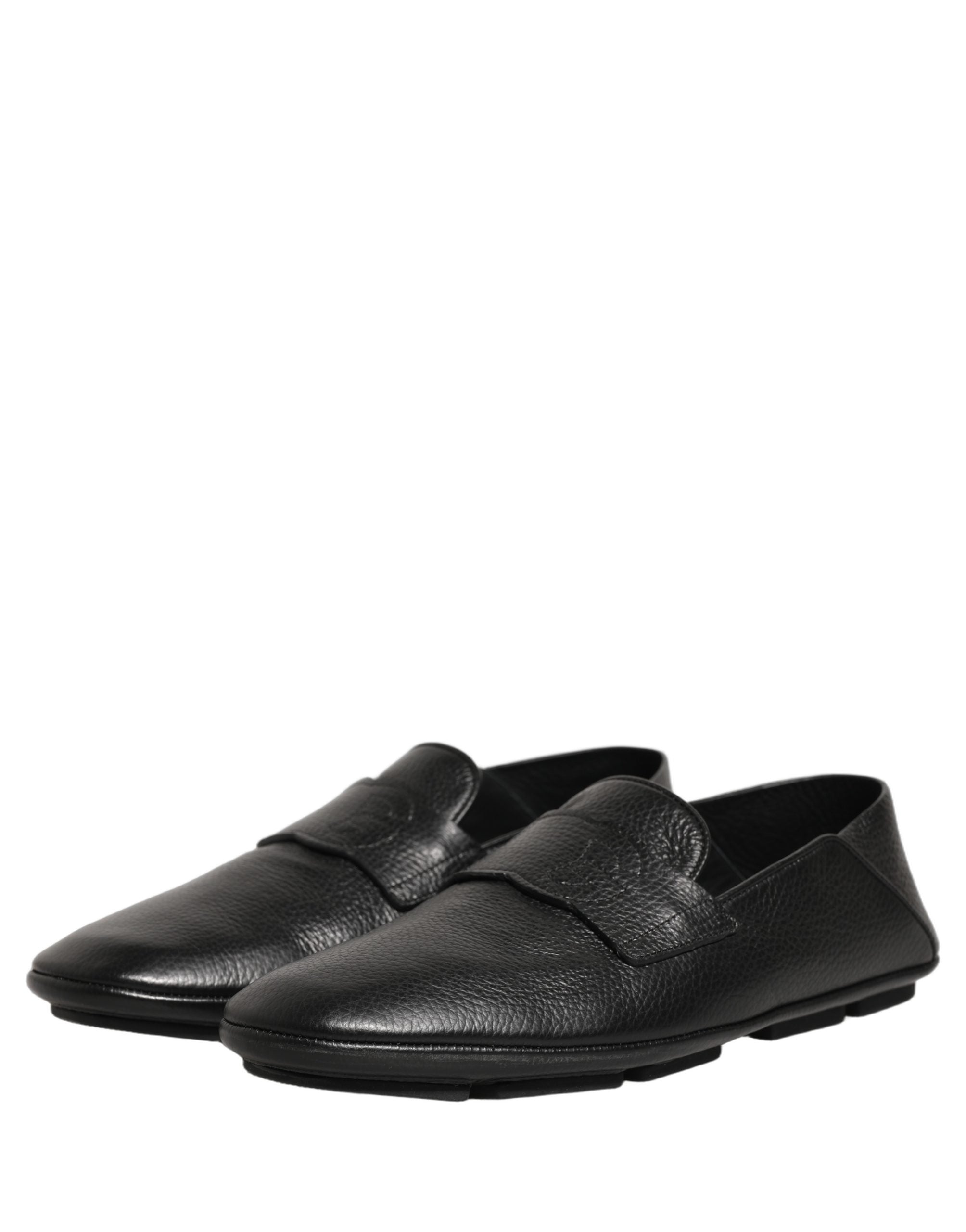 Dolce & Gabbana Black Deerskin Leather Driver Loafers Men's Shoes