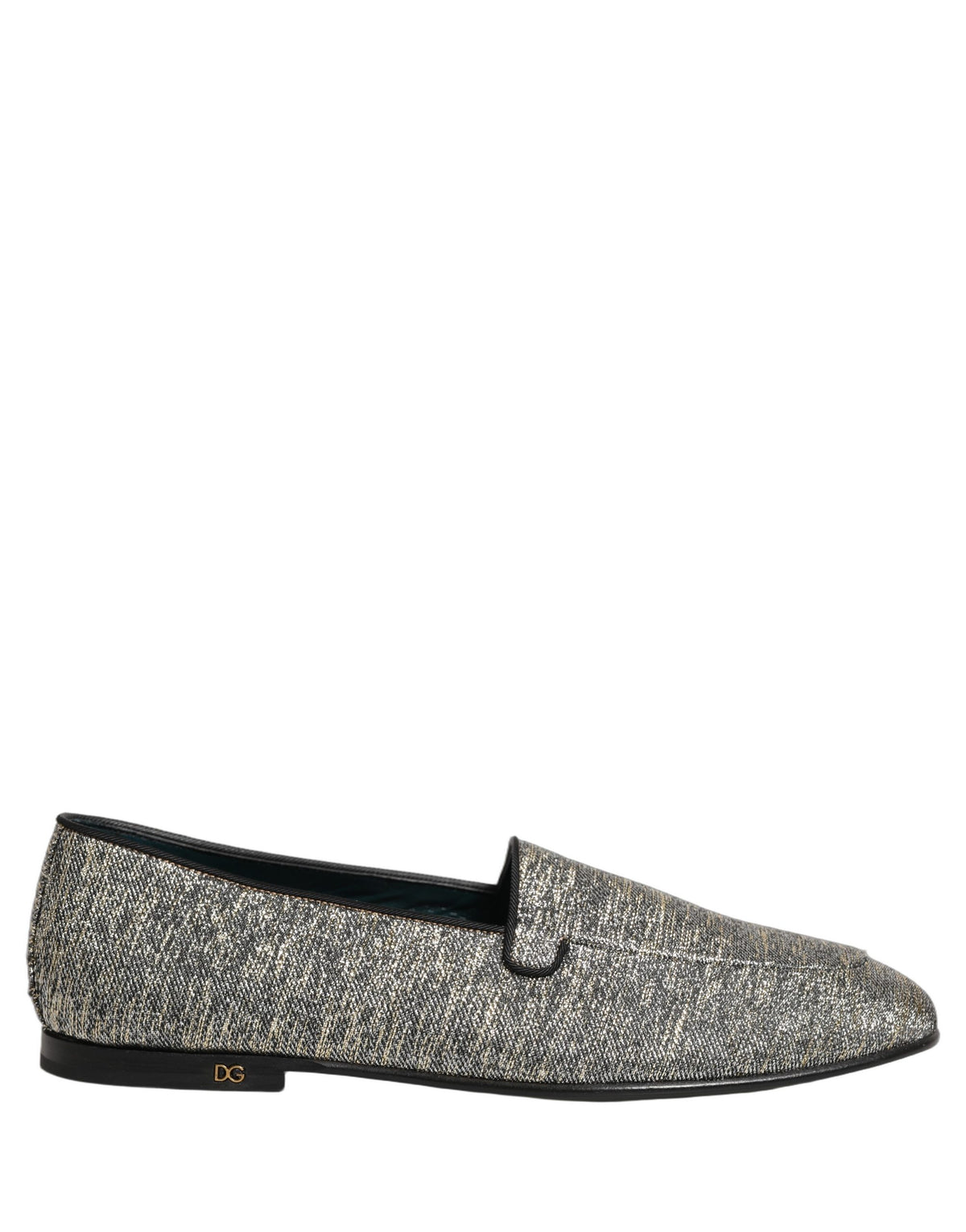 Dolce & Gabbana Gray Glitter Lurex DG Logo Dress Loafers Men's Shoes