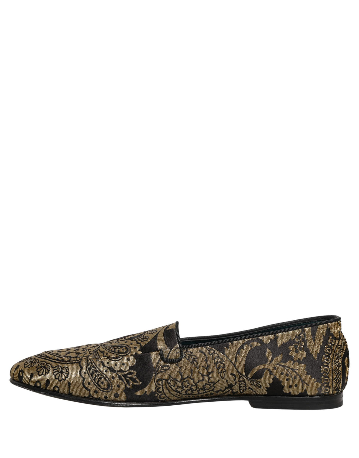 Dolce & Gabbana Gold Jacquard Leather Slip On Loafers Men's Shoes
