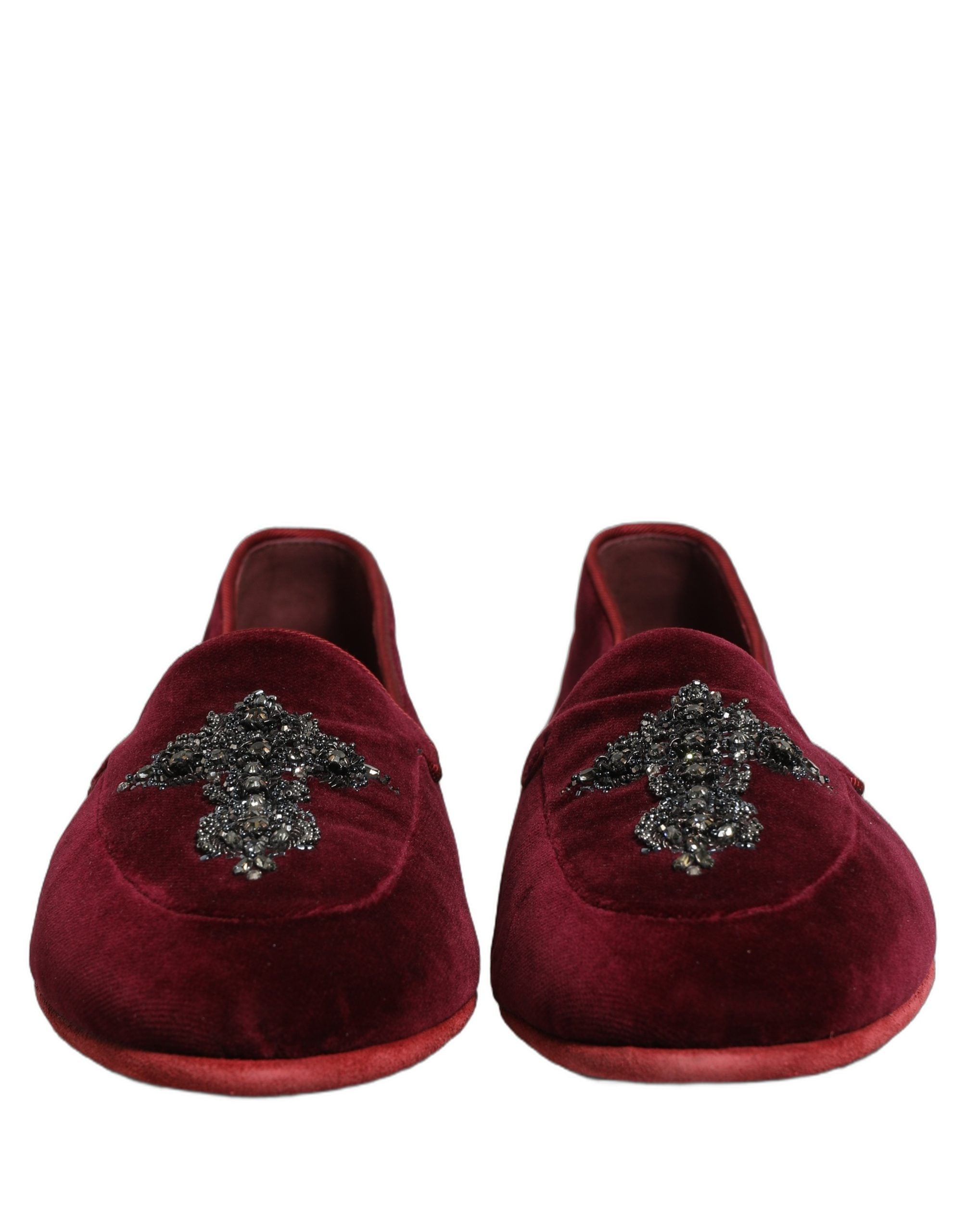 Dolce & Gabbana Red Suede Embellished Men Dress Loafers Men's Shoes