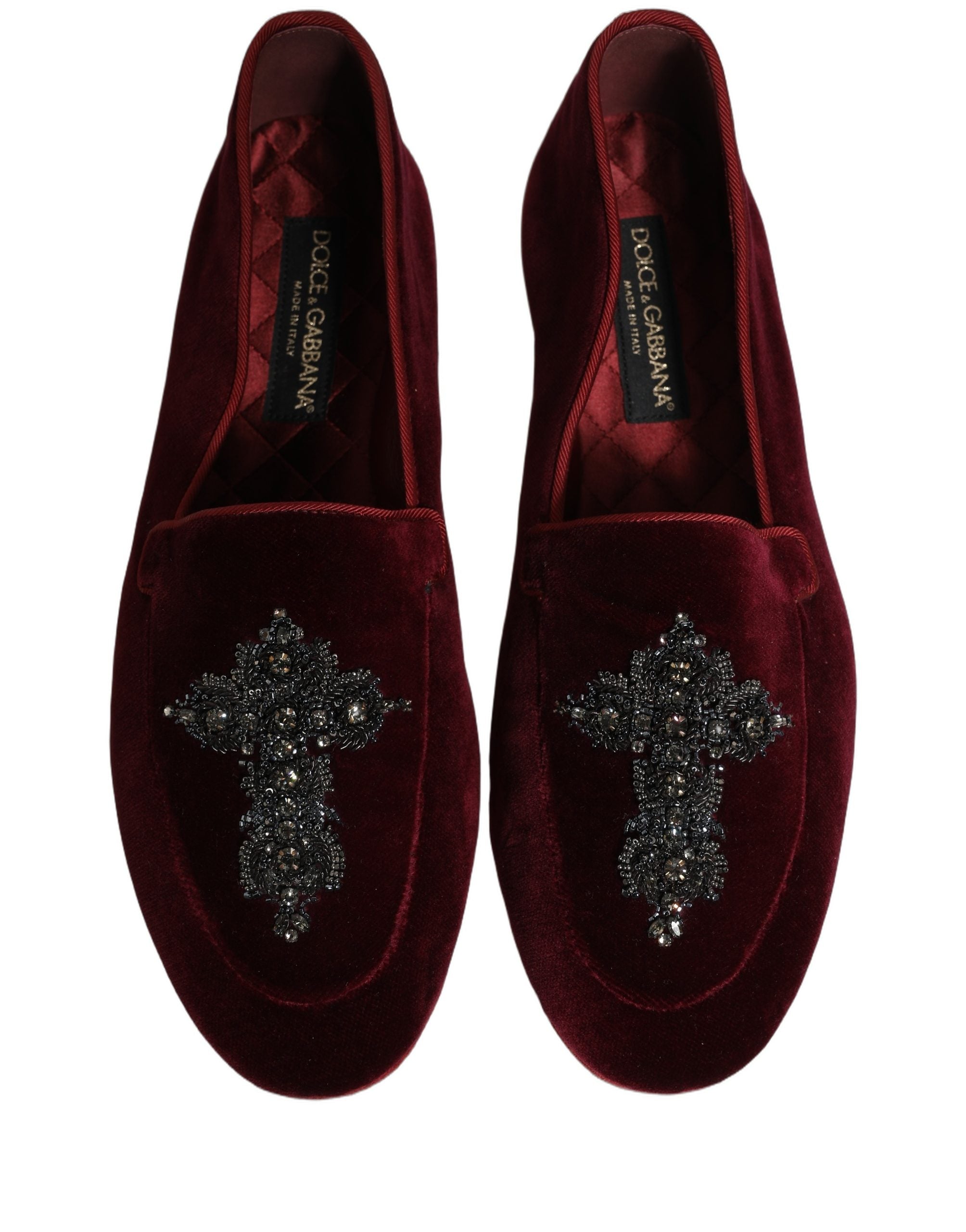 Dolce & Gabbana Red Suede Embellished Men Dress Loafers Men's Shoes