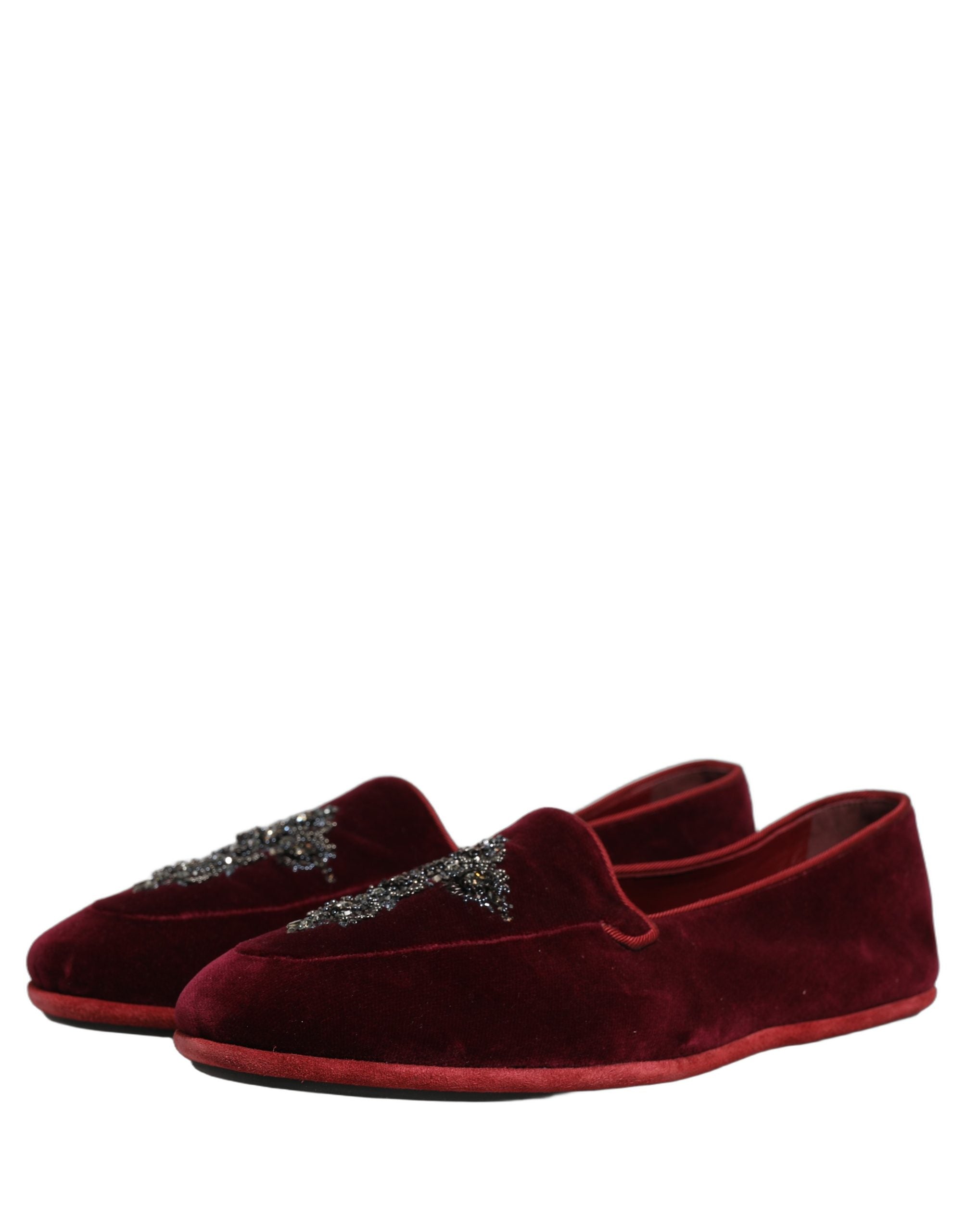 Dolce & Gabbana Red Suede Embellished Men Dress Loafers Men's Shoes