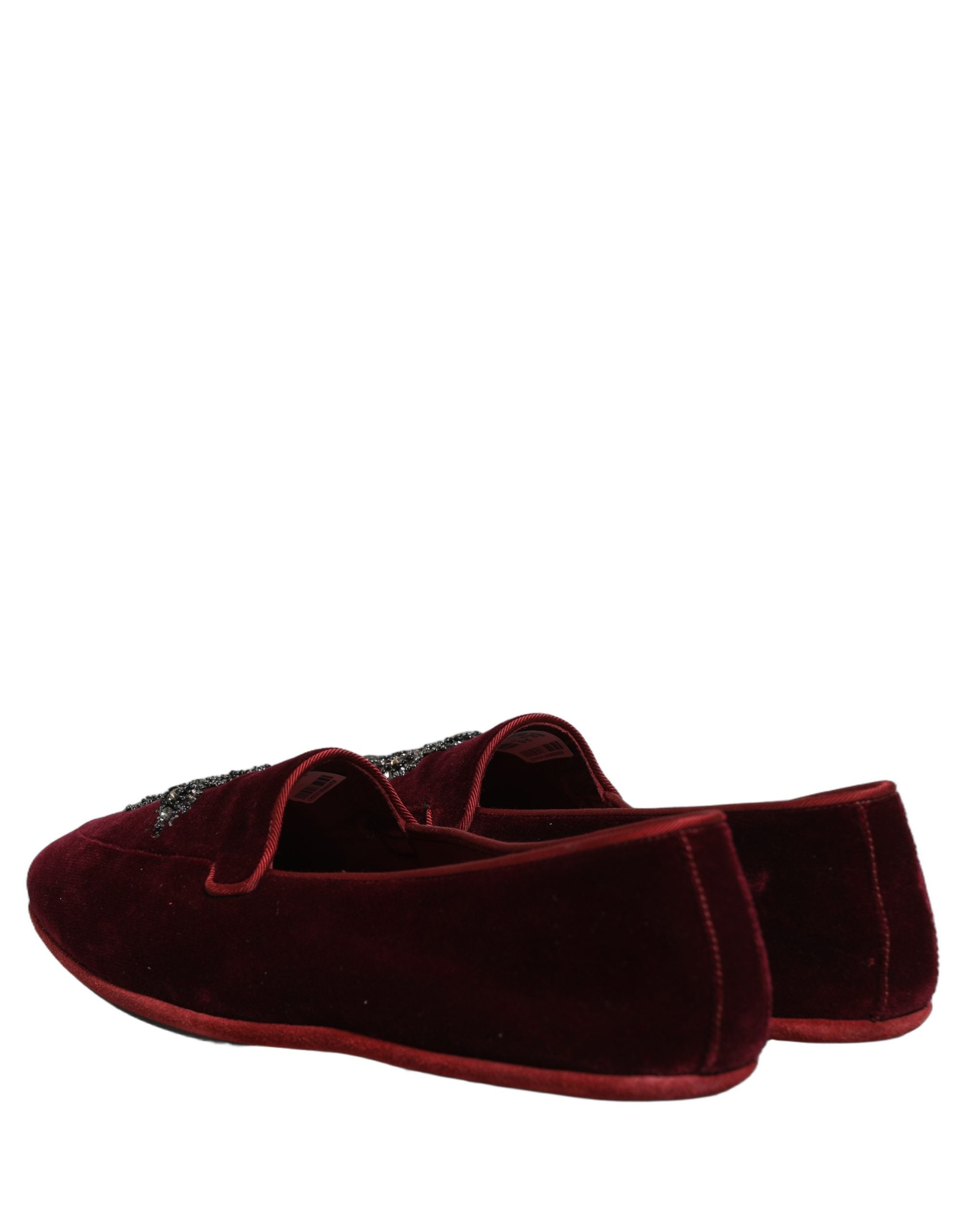 Dolce & Gabbana Red Suede Embellished Men Dress Loafers Men's Shoes